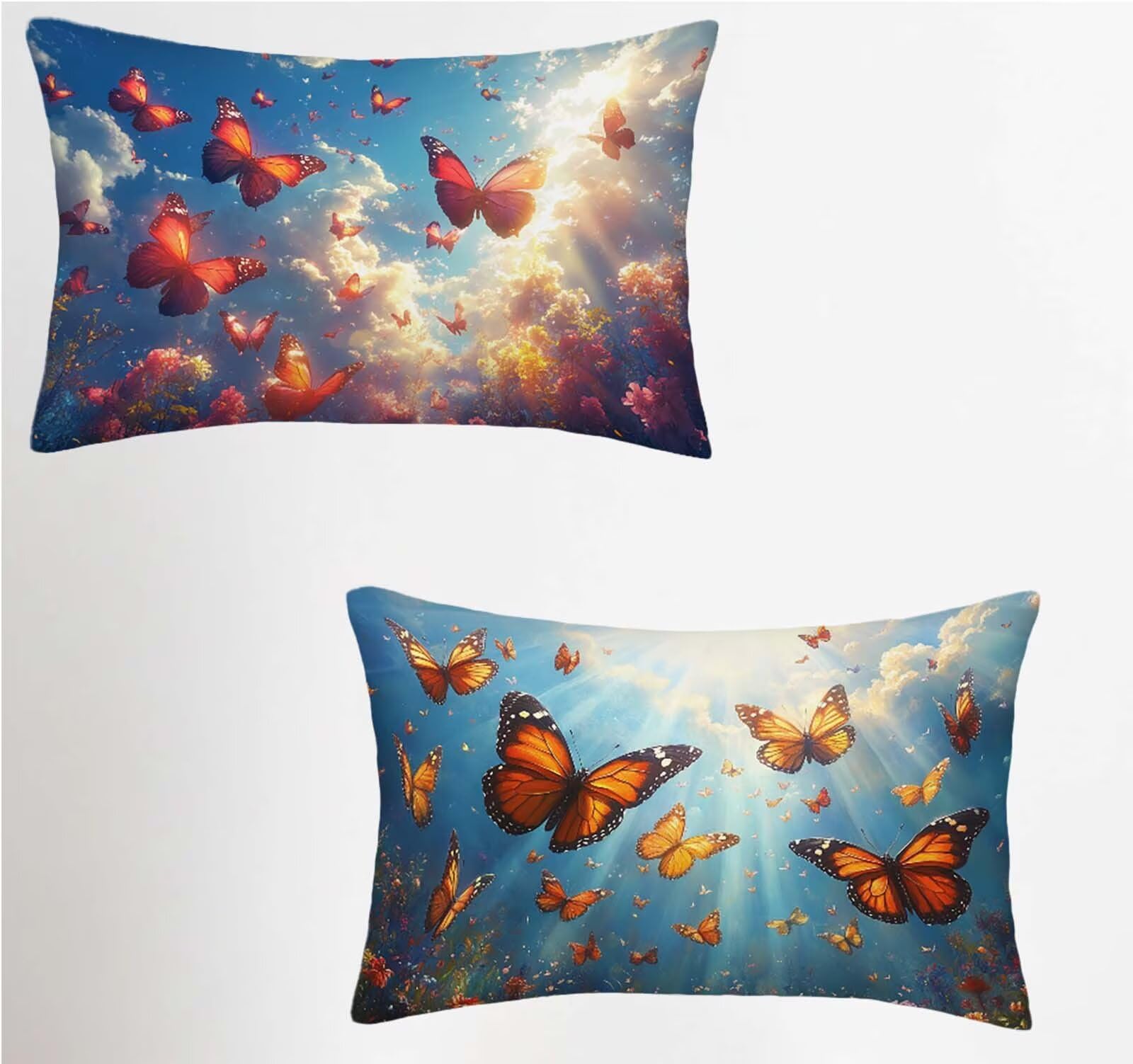 Taie d'oreiller 40x70 cm lot de 54 bleu en lin avec fermeture éclair invisible décorative F-3989