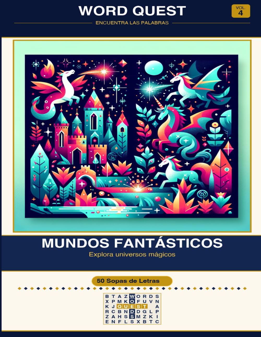 WORD QUEST Vol. 4: Mundos Fantásticos: Explora universos mágicos