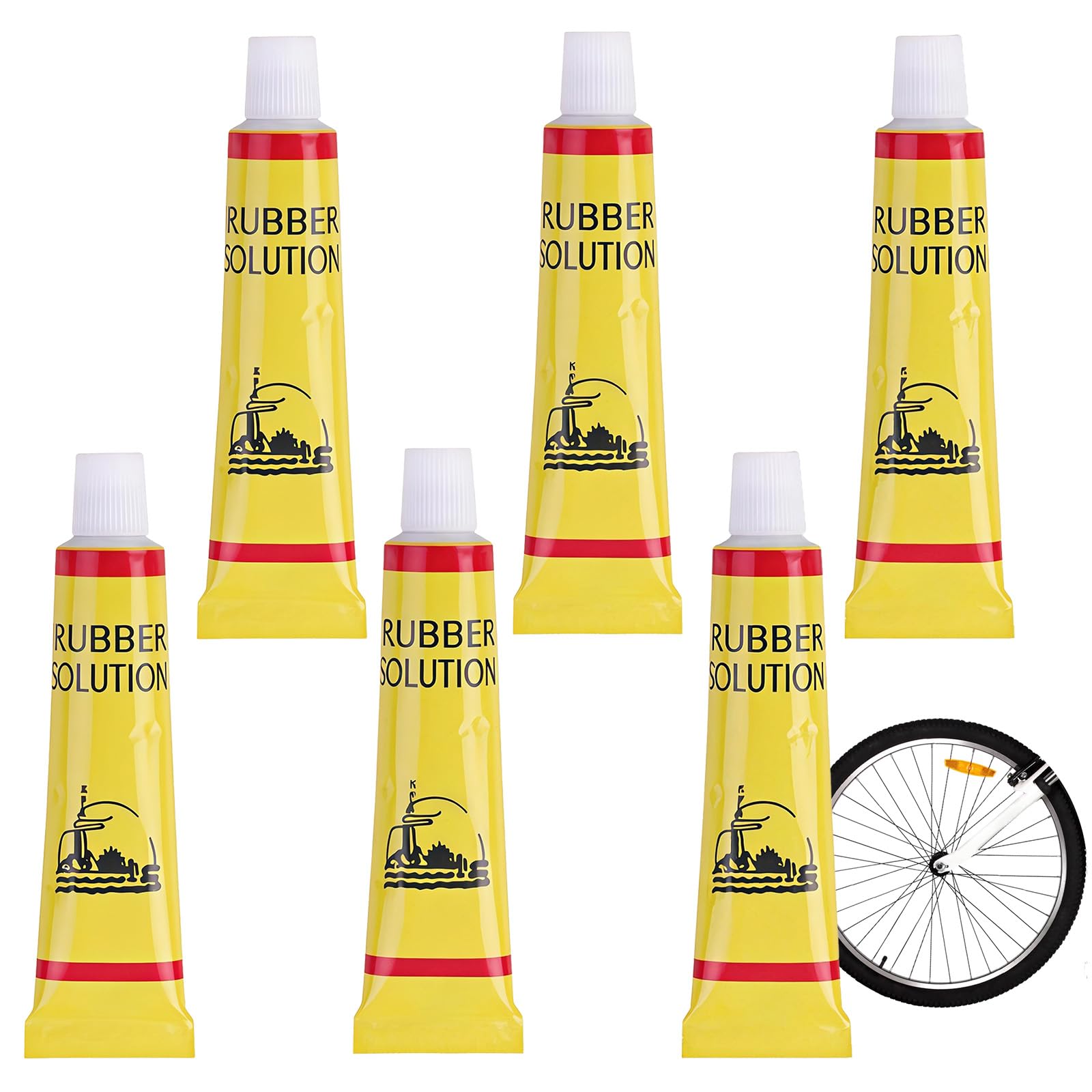 6Pcs Tire Puncture Repair Kit with Rubber Glue, Fast-Acting Tyre Plug Glue for Bike, Bicycle, Car & Motorcycle, Professional Rubber Cement Adhesive for Tire Puncture Repair