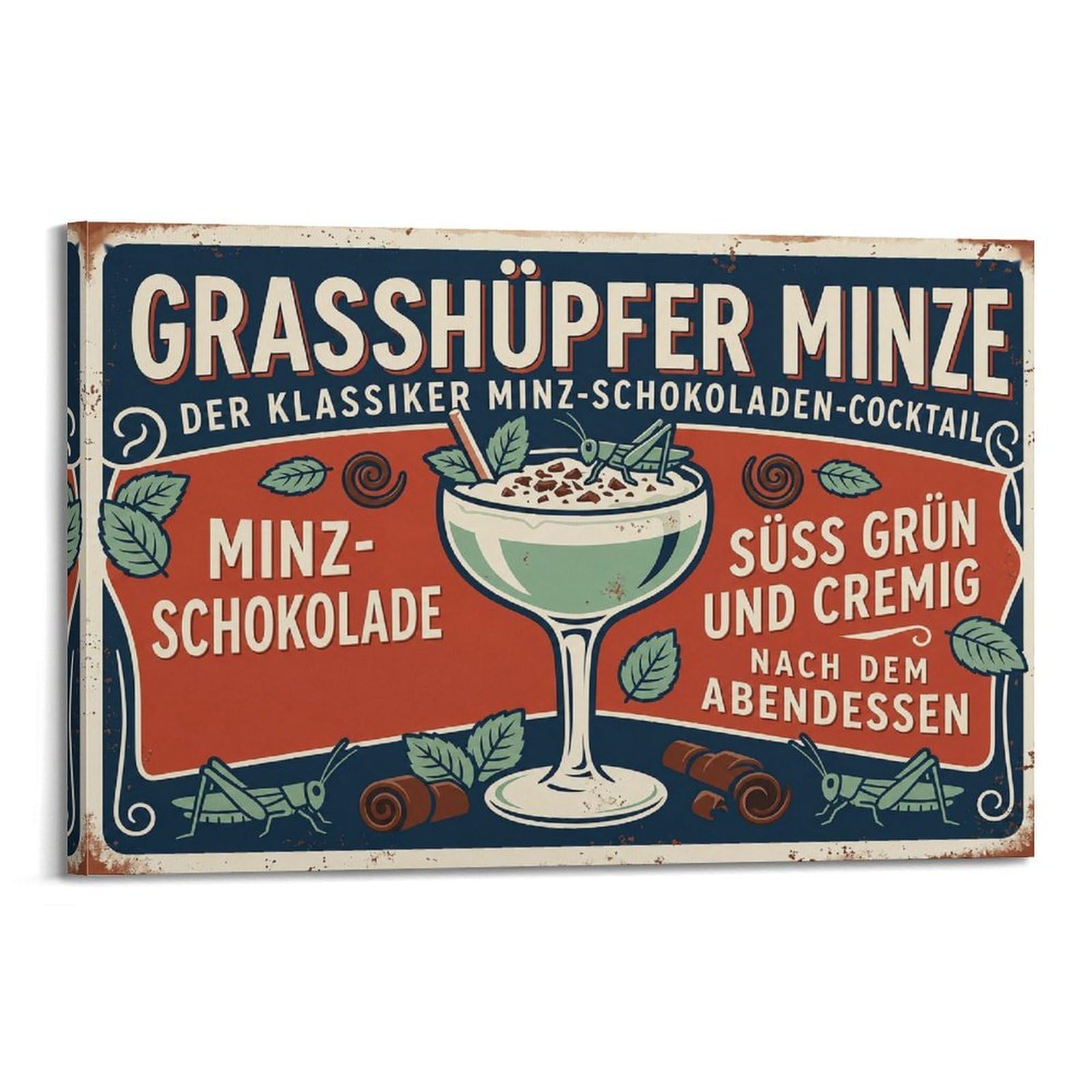 OKAHYS Grasshopper Poster Professional Classic Cocktail Beverage Modern Decorative Canvas Prints - Ideal Wall Art for Family, Man Cave, Game Room, Boys & Girls Bedroom 20x30inch