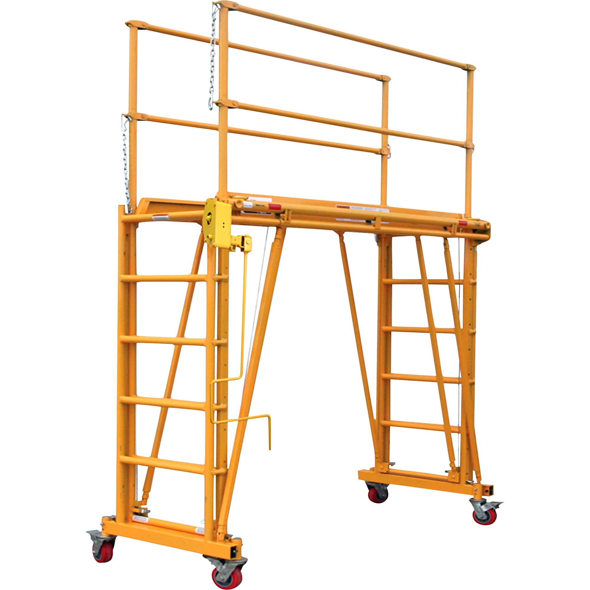 Tele-Tower® Adjustable Work Platform Model 1101-2296, 1000 lbs, 11' 8’x22” Deck Size, Scaffolding Alternative, Safety Rails, Adjustable Outriggers, Easy Assembly, Portable