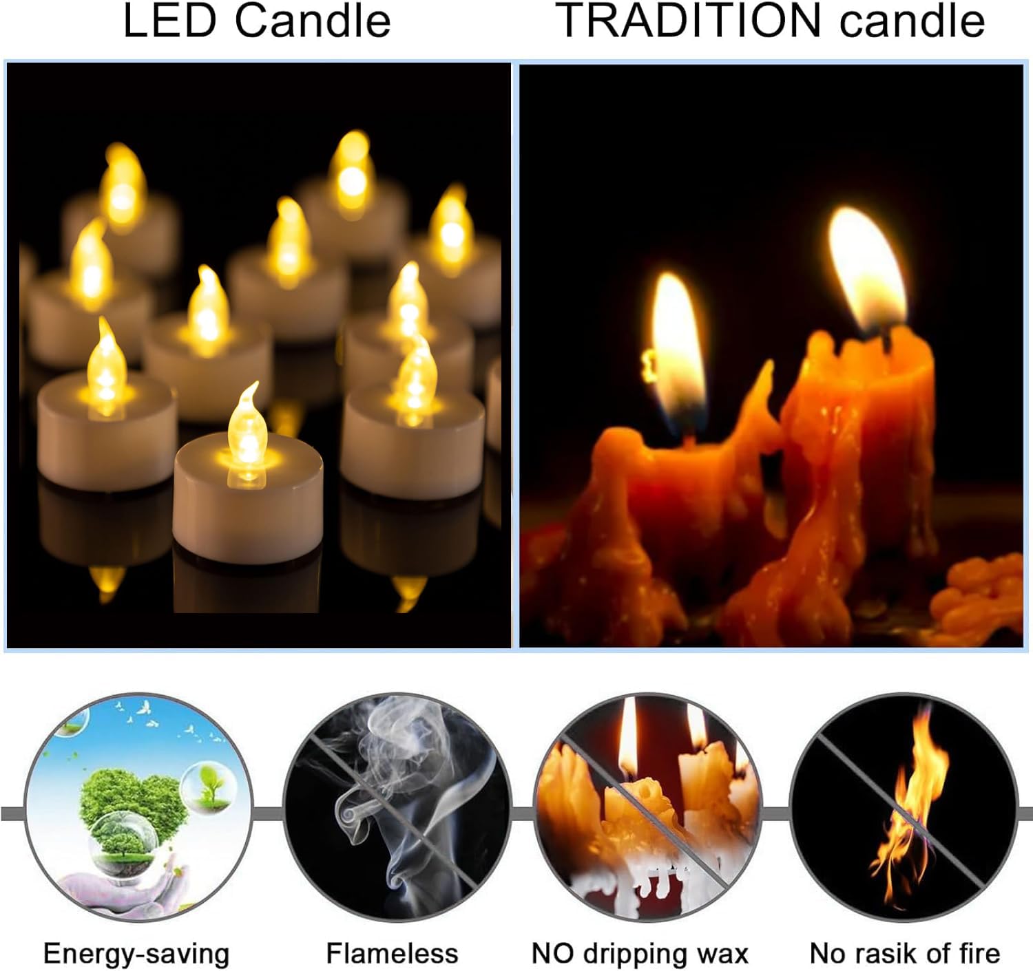 PUNPUBA Lot de 12 bougies chauffe-plat LED sans flamme à piles réalistes et lumineuses - Cadeau de vacances longue durée de 200 heures pour les fêtes et les fêtes - Jaune chaud