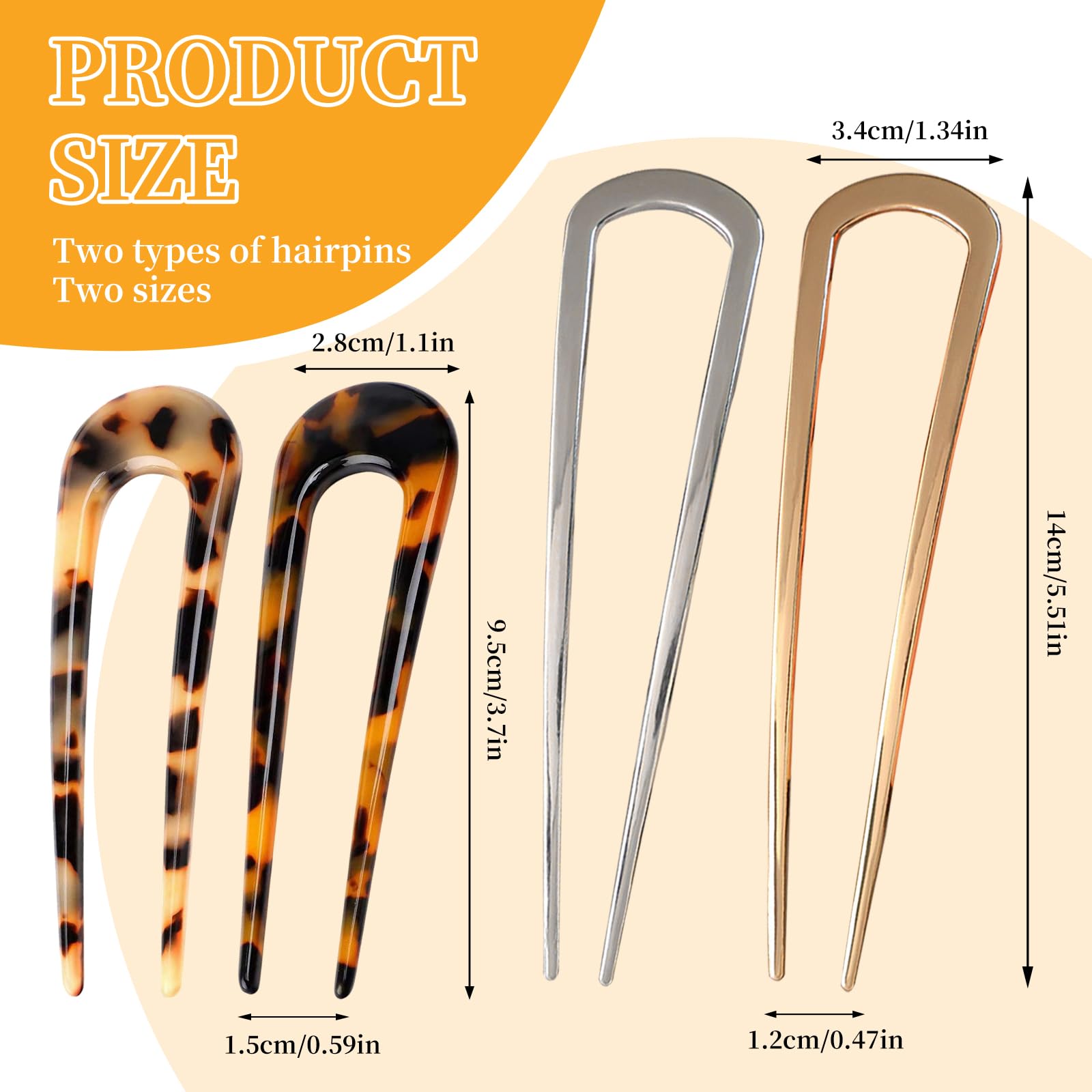 starfa lab 4 PCS French Hair Pin, U Shaped Metal Hair Fork - Image 2