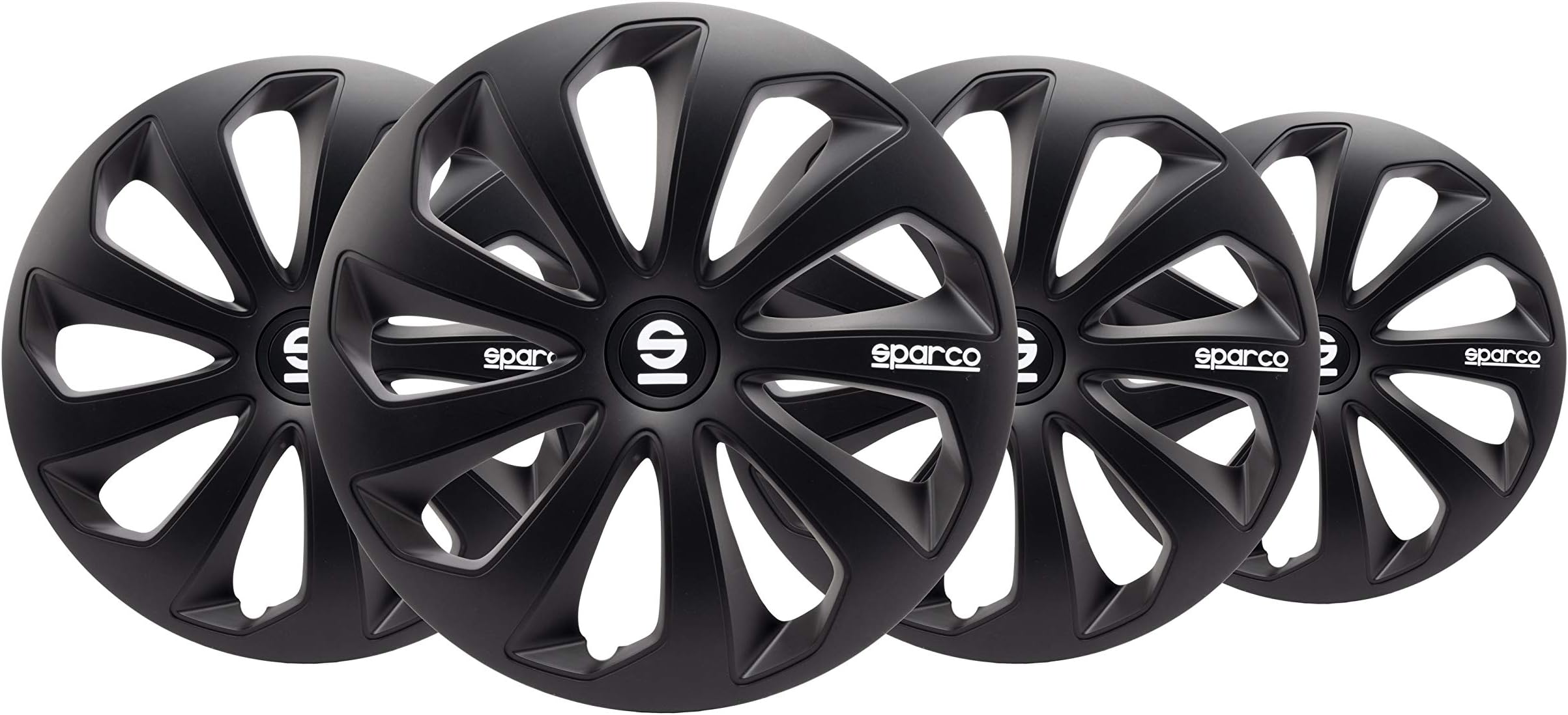 SparcoSPC1570BK Sicilia Wheel Covers, Black, Set of 4, 15"