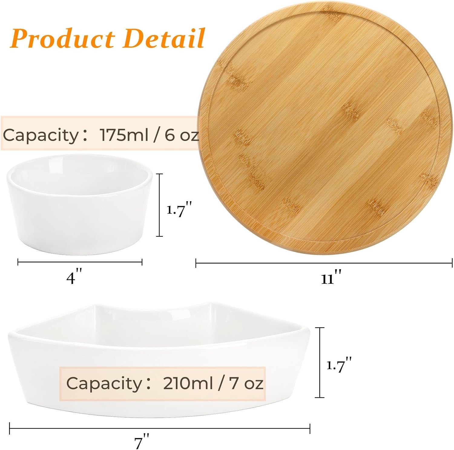 Lyellfe Divided Serving Dish Lazy Susan, 360° Rotatable Porcelain Appetizer Snack Tray Platter for Fruit, Veggies, Candy, Relish Tray for Christmas Thanksgiving Party, 5 Removable Compartment, White - Image 2