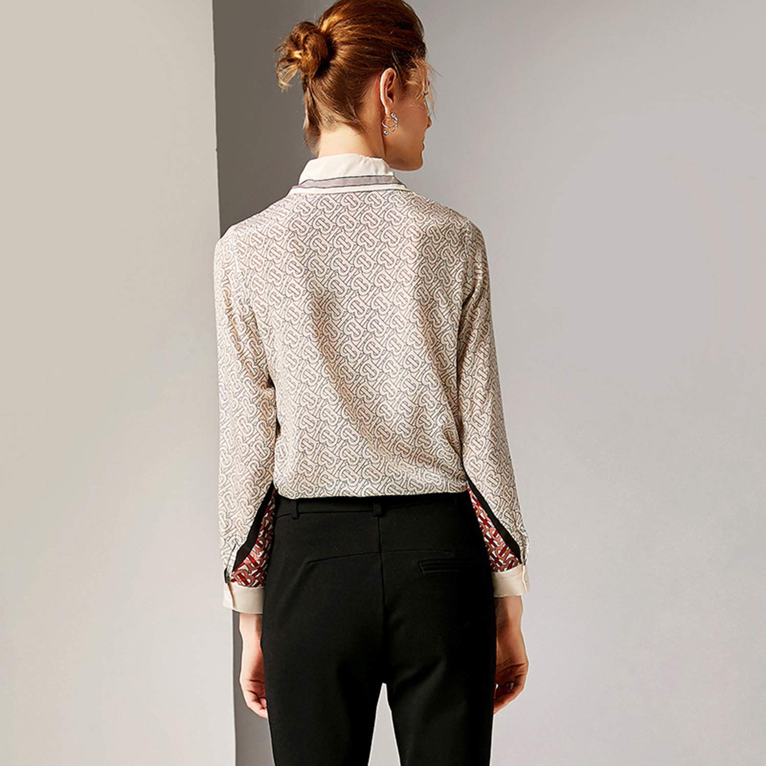 Camicia A Maniche Lunghe di Seta A Maniche Lunghe, Camicia retrò da Donna, Blusa Casual