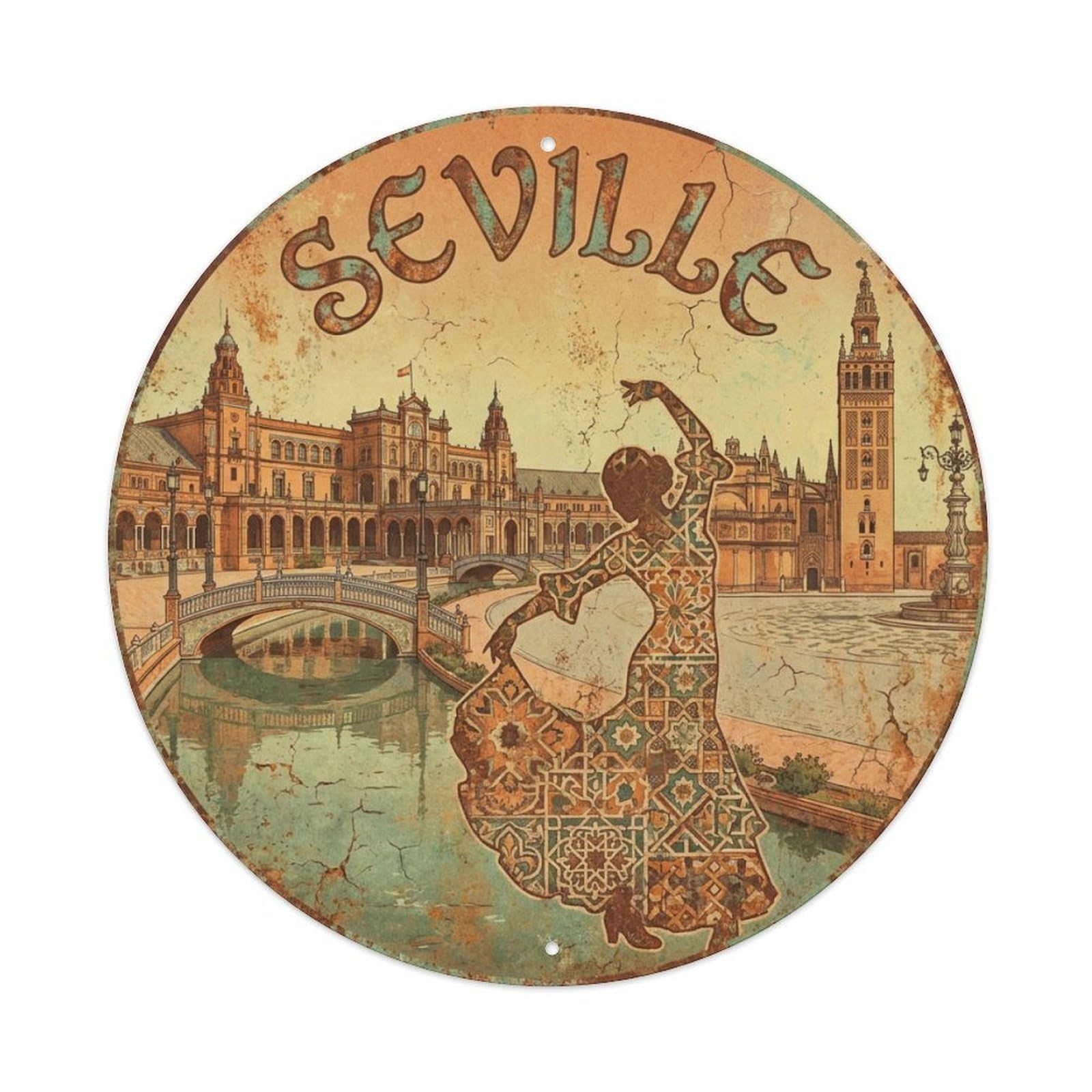 Retro Travel Spain Seville Metal Tin Sign