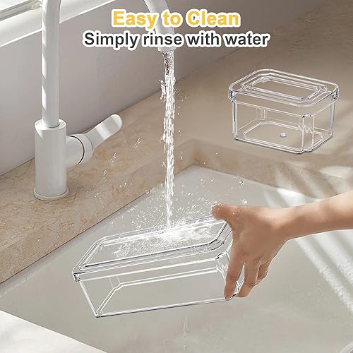 Miniatura 6 de YINGRACE Paquete de 7 cubos organizadores de refrigerador, organizadores apilables para refrigerador y almacenamiento, con un cajón extraíble,