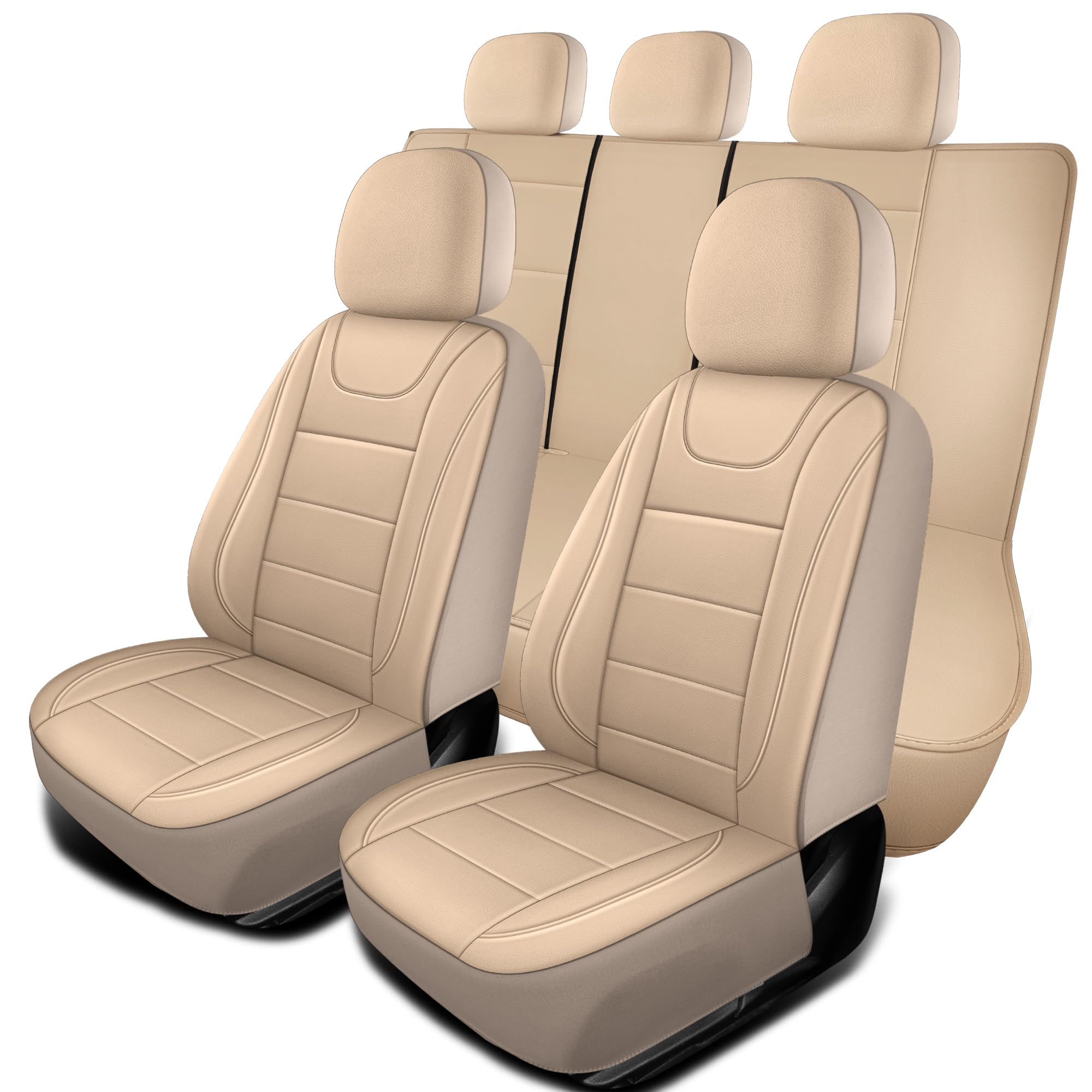 HChengkikz - Fundas de asiento para coche, acolchadas, de piel sintética, impermeables, universales, compatibles con airbag, N4