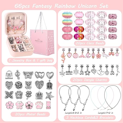 Miniatura 4 de UFU Kit de fabricación de pulseras con dijes para niñas kit de fabricación de joyas juego de regalos de manualidades de unicornio para adolescentes