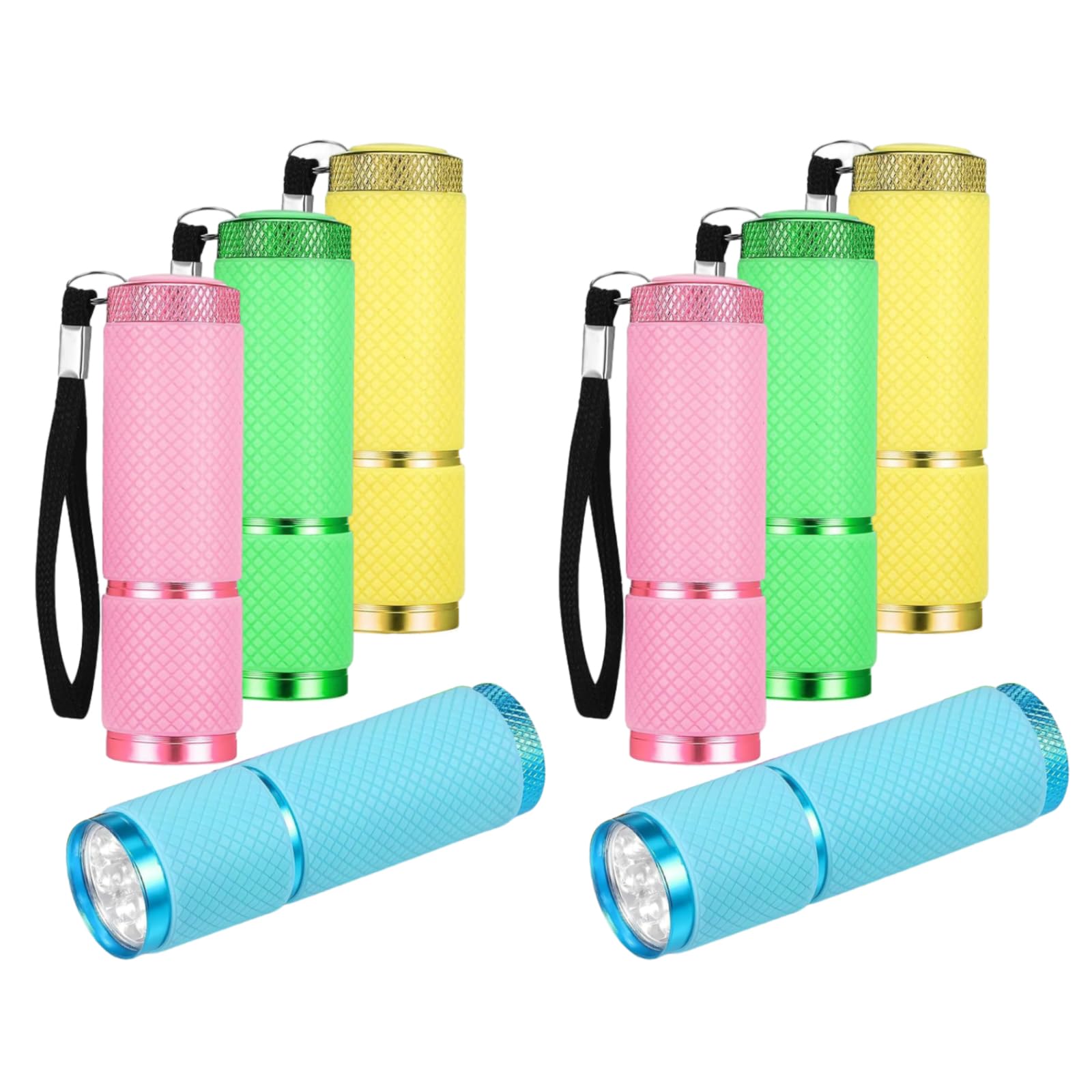 HEUIOP 8 Pack Small Torch, Mini Torches with 9 LEDs, Small Torches Led Super Bright with Lanyard for Kids or Adult Camping Hiking Outdoors