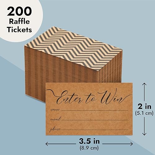 Miniatura 4 de Juvale Paquete de 200 tarjetas de entrada para ganar de 3.5 x 2, boletos de rifas de papel kraft para concursos, subastas y sorteos