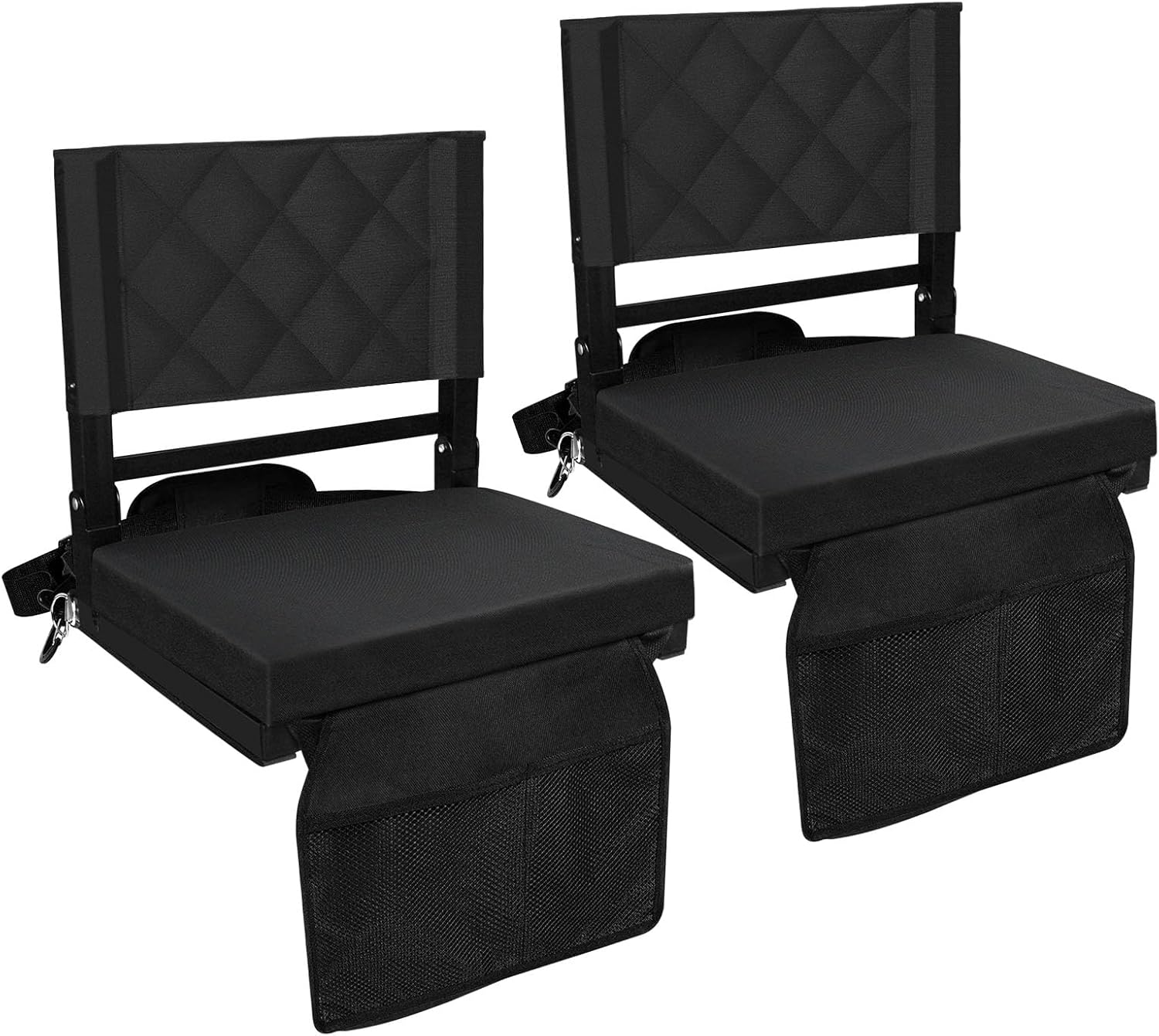Stadium Seats with Back Support Bleacher Chairs with Back and Cushion Thick Padded Bleacher Seats Includes Shoulder Strap and Cup Holder for Sports Events Wide|14.4"|2 Pack