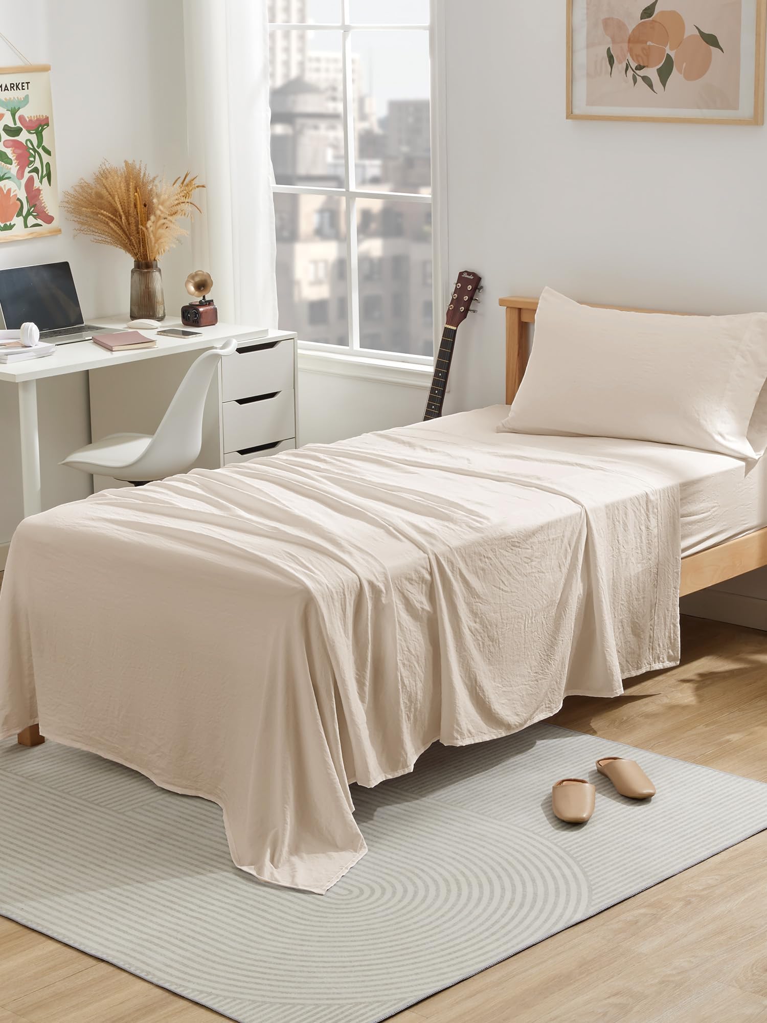 SLEEP ZONE Bed Sheets - Twin Sheets Set for Bed - Washed Microfiber - 3 Piece Hotel Luxury