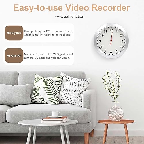 Miniatura 5 de Nanny Cam 1080P HD Reloj Cámara Oculta Detección de Movimiento Grabación en Bucle Pequeña Cámara de Video para Oficina, Cámara de Seguridad Interior