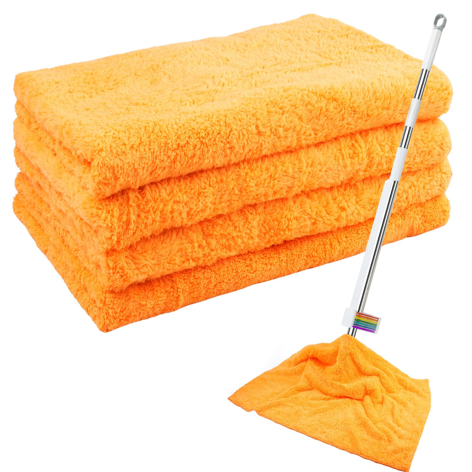 4 paños de limpieza de microfibra extragrandes, 30 x 20 pulgadas, lavables y reutilizables, para escobilla de goma, casa, suelo, cocina, coche, ventana, altamente absorbente, sin pelusas ni