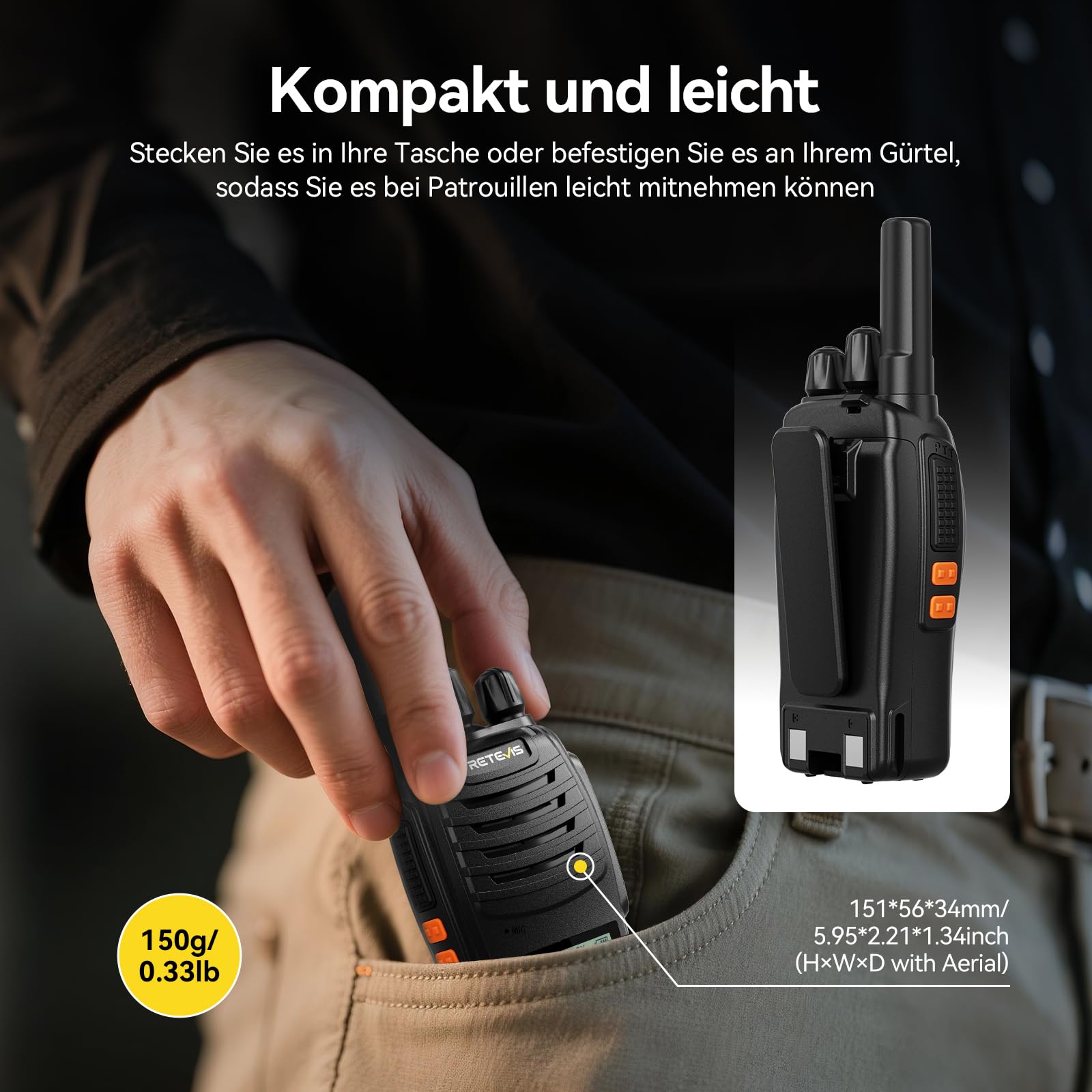 Retevis H777D Funkgeräte Professional, Walkie Talkie mit 10-Wege-Ladegerät, PMR Funkgerät LCD-Display, 1200 mAh Akku, Typ-C-Ladung, Funkgeräte Set mit Headset für Sicherheit, Hotel (10er-Pack)