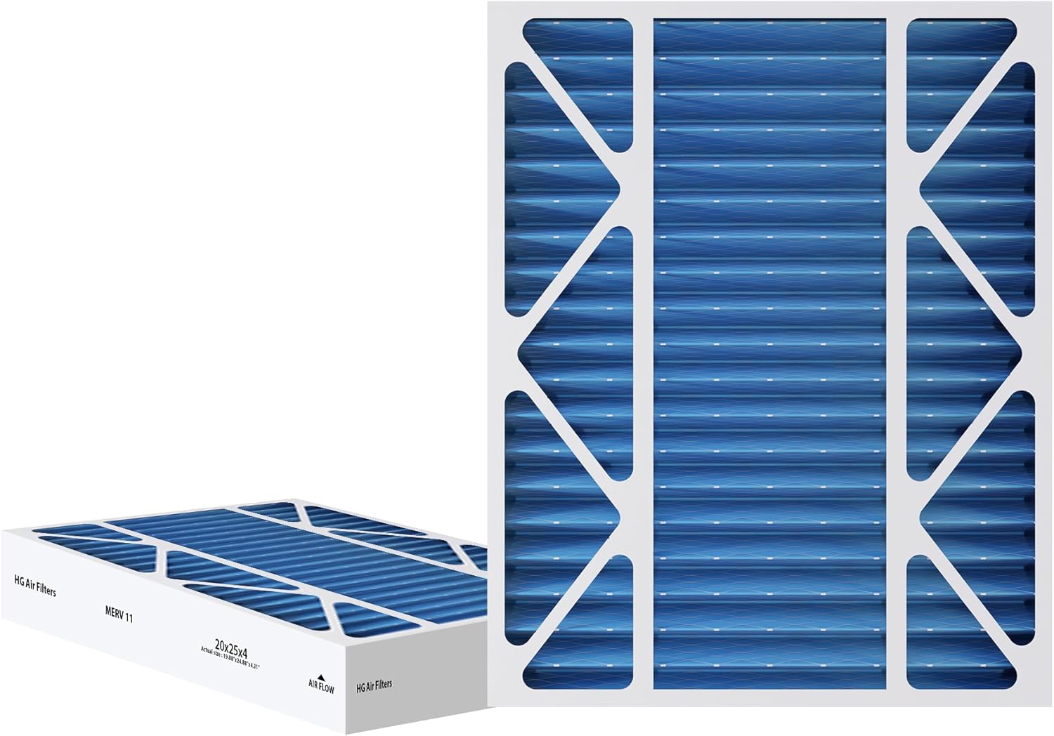 HG 16x20x1 Air Filter Actual Size: 15.7" x 19.7" x 0.75" MERV 11 MPR 1000-1200 | MADE IN USA | 4-Pack | Pleated HVAC AC Furnace Replacement