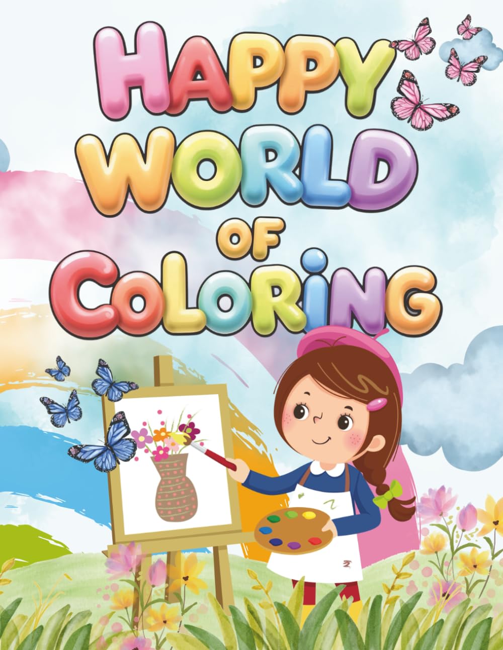 Happy World of Coloring: Cute and Easy Coloring Pages for Girls Ages 3–8 with Animals, Fun Scenes, and Relaxing Activities