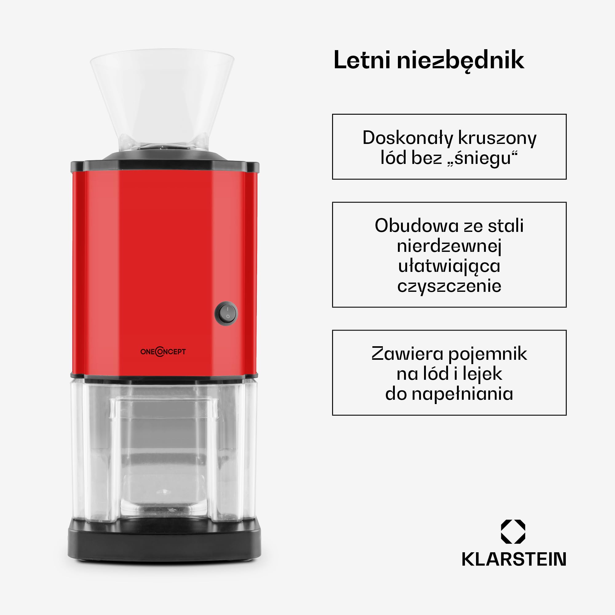 OneConcept Maszyna do lodu kruszonego, Szybka kruszarka do lodu z tacką, Elektryczna kruszarka do o pojemności 3,5L, Przenośna Maszyny do kruszonego 12kg/h