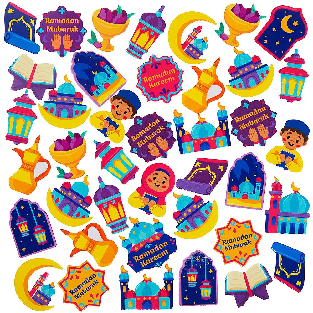 Baker Ross WA167 Ramadan Foam Stickers - Pack of 120, Colourful Foam Stickers for Ramadan Crafts
