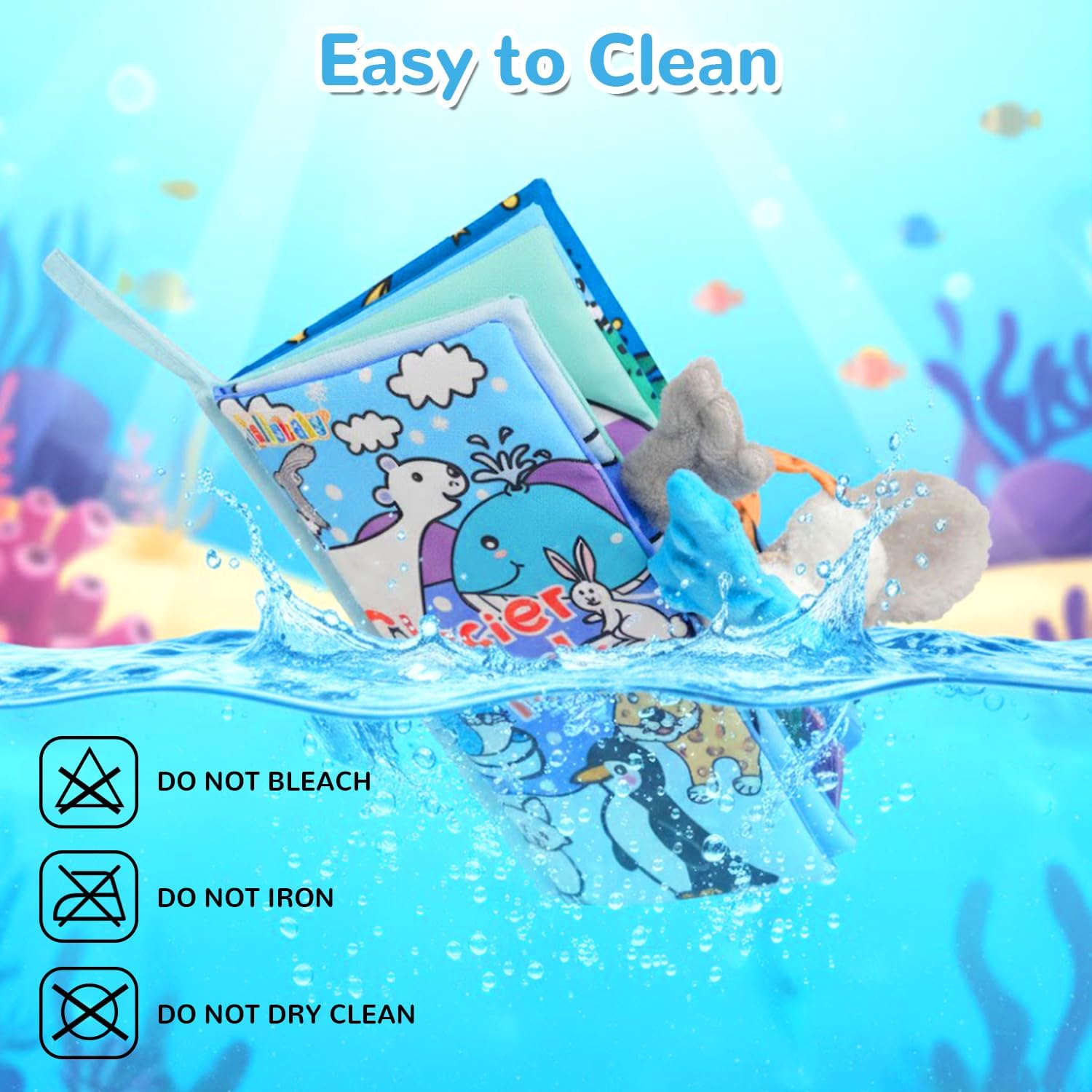 HECCEI Baby Cloth Books Soft Baby Book 0-6 Months Crinkle Books with Glacier Tails Touch and Feel Sensory Toys for Infant Tummy Time for 3 Months+ - Image 8