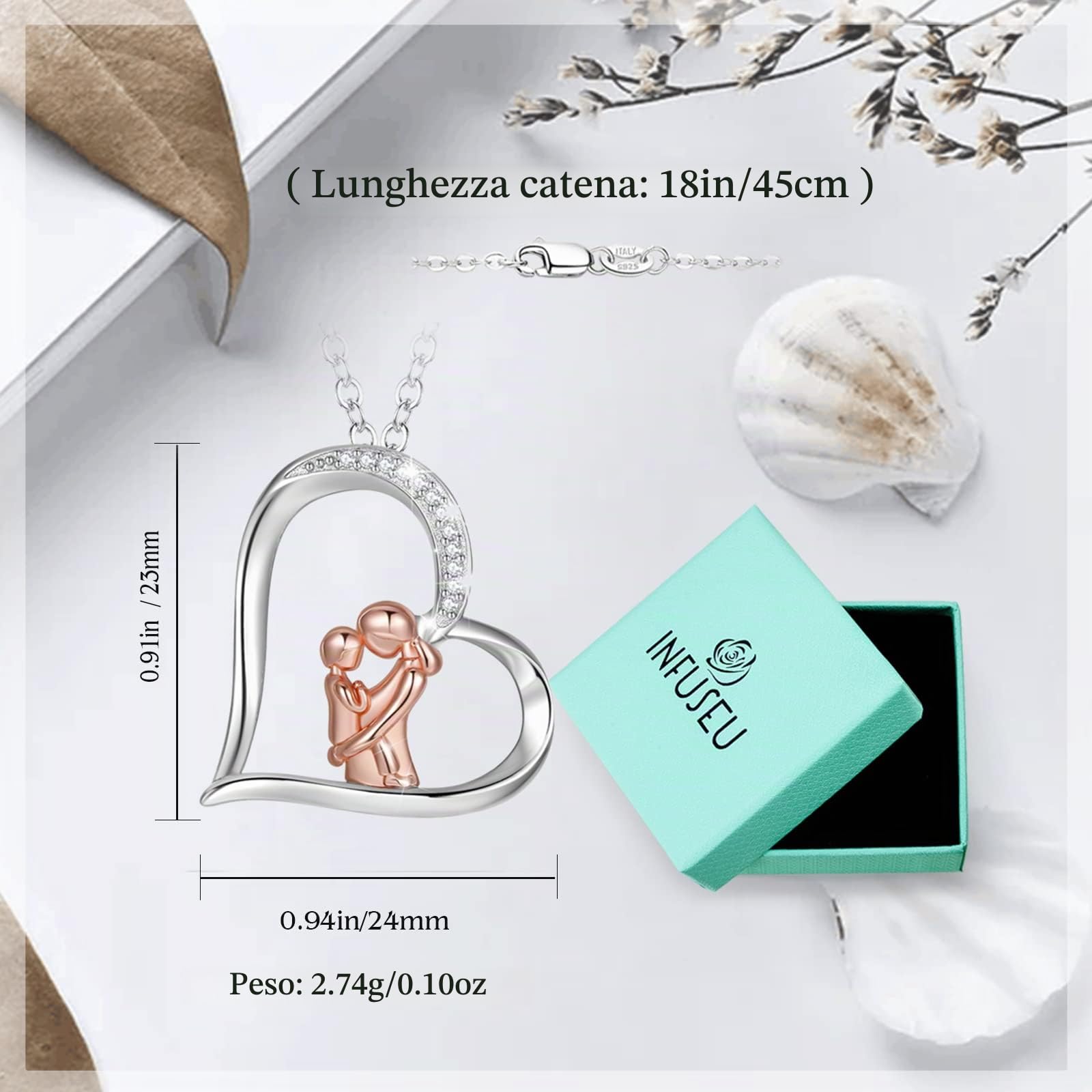 INFUSEU Regalo Mamma Collana, Mamma E Figlia Cuore Gioielli L'albero della vita Ciondolo Chiama Regalo Per La Festa Della Mammas