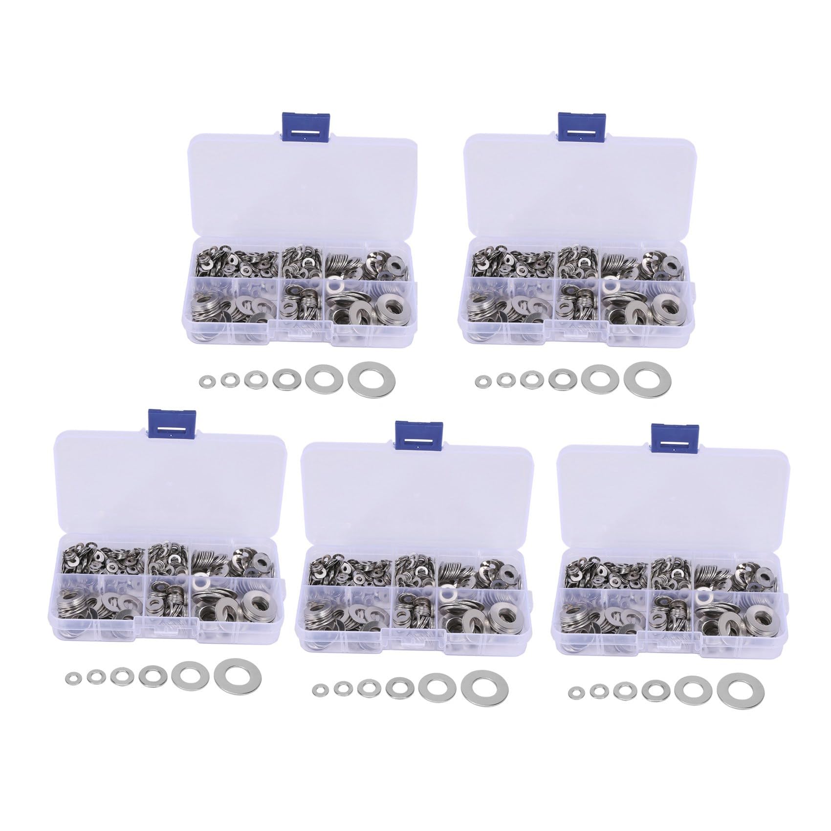 Jnchdghwa Silver 3300 Pcs M3 M5 M6 M8 M10 Washer Spacers Stainless Steel Flat Washer Plain Gasket Spacers Kit Bolt Fastener
