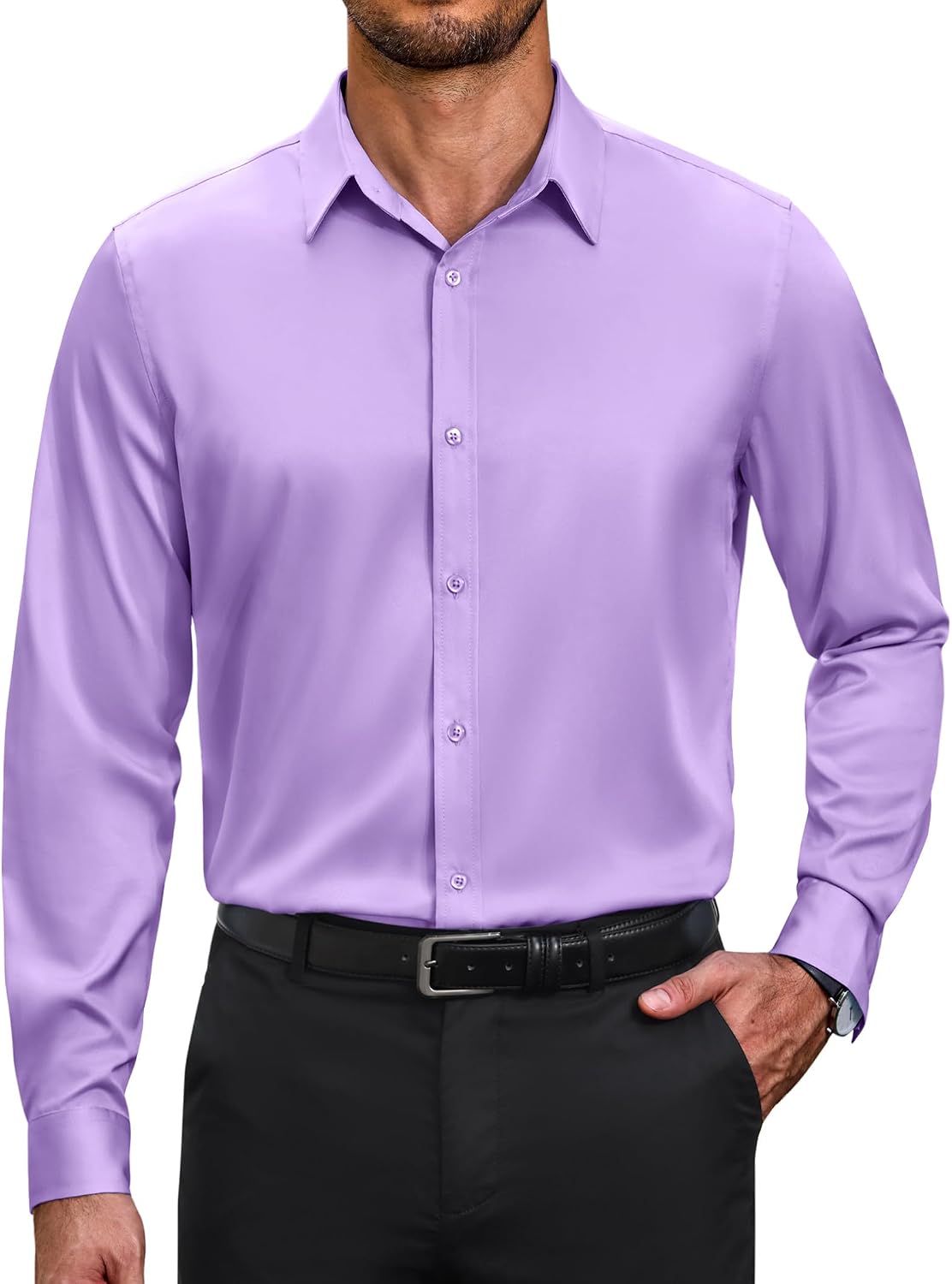 COOFANDY Men's Wrinkle Free Dress Shirt Stretch Long Sleeve Button Down Shirts Formal Business Shirt