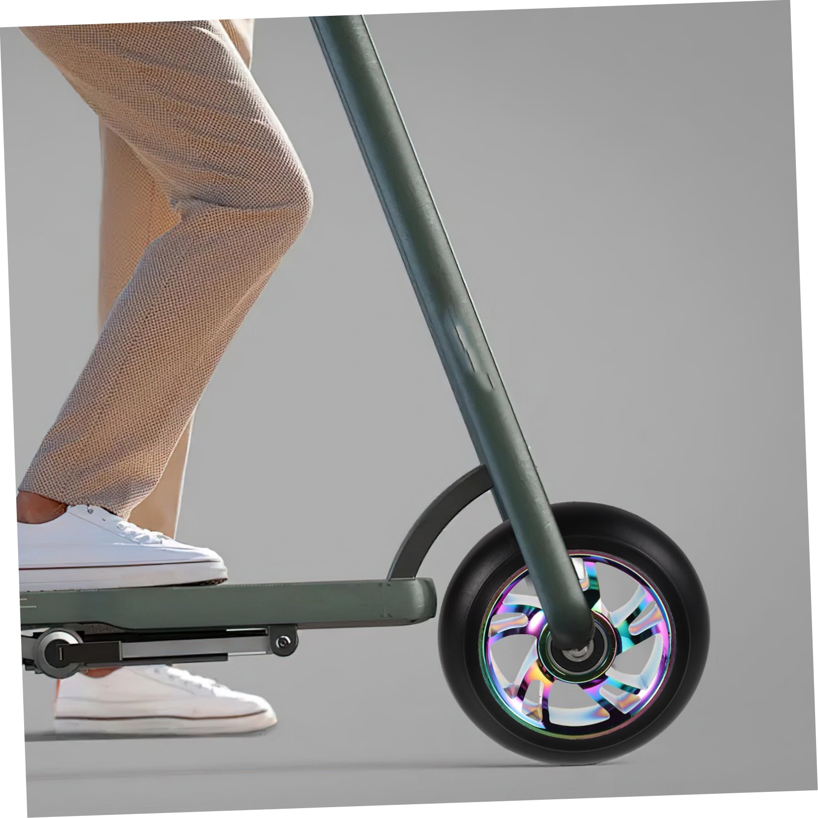 ibasenice Ruedas de Patinete Iluminación Led, Repuesto de Aleación de Aluminio para Kick Scooter, 2 Piezas, Mayor Velocidad y Suavidad