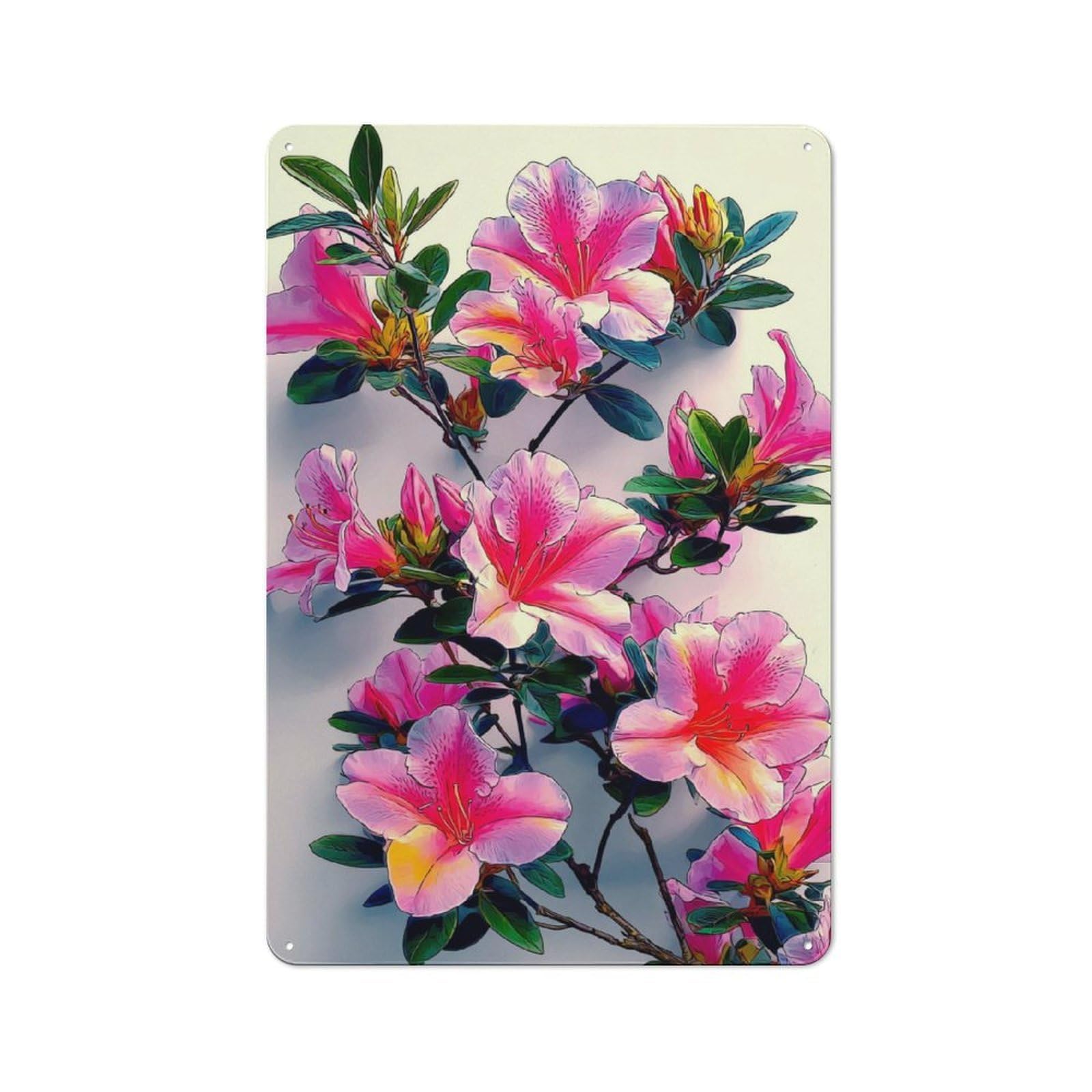 Junmoney Colorful Azalea Blossoms Industrial Tin Sign 30X20cm, Garage Wall Decor For Garage, Hobby Room, Office Or Man Cave