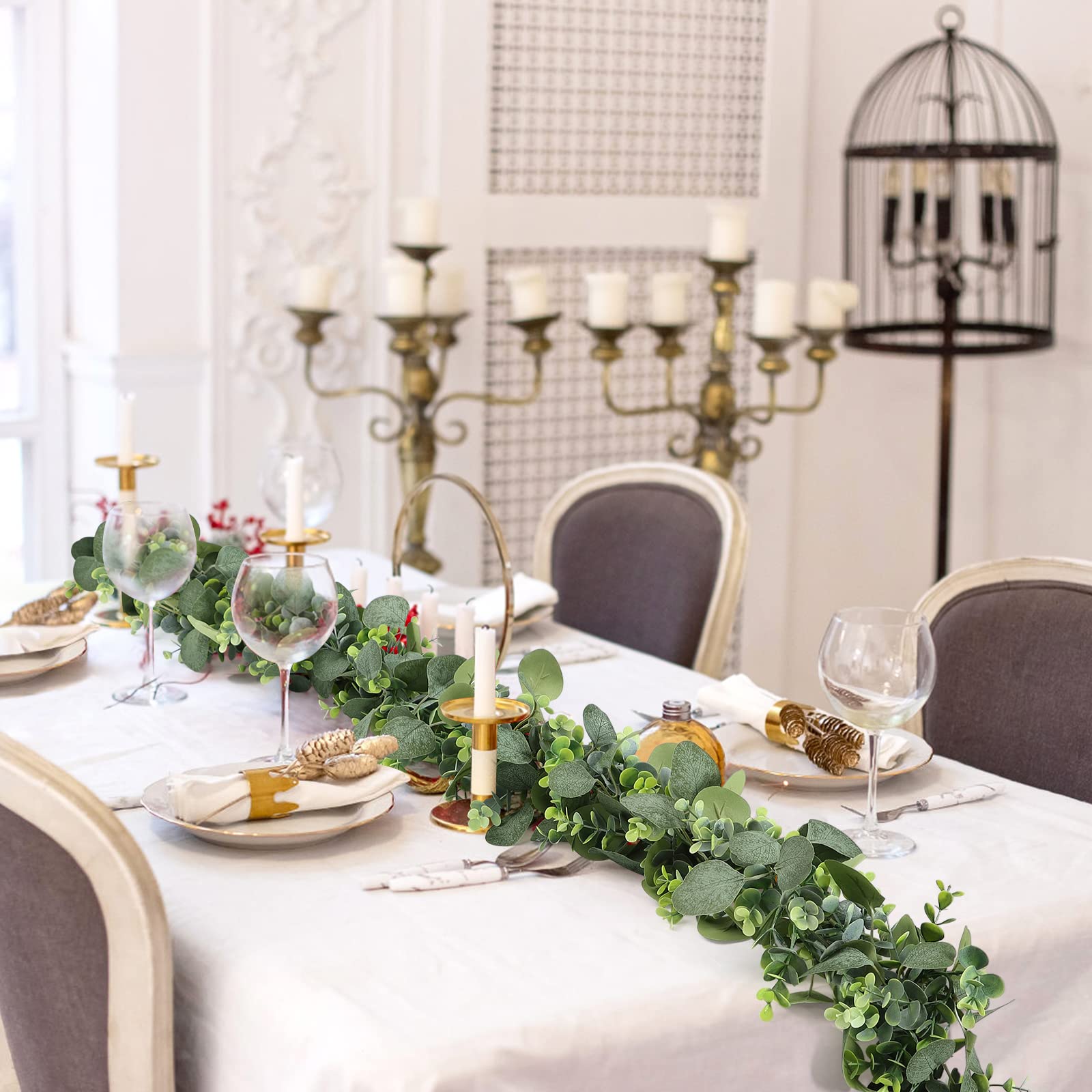 Ghirlanda Eucalipto Finto 2 Pezzi - 1.8m Cadauna, 268 Foglie, Per Matrimoni, Decorazioni Rustiche E Fondali - Foto 10