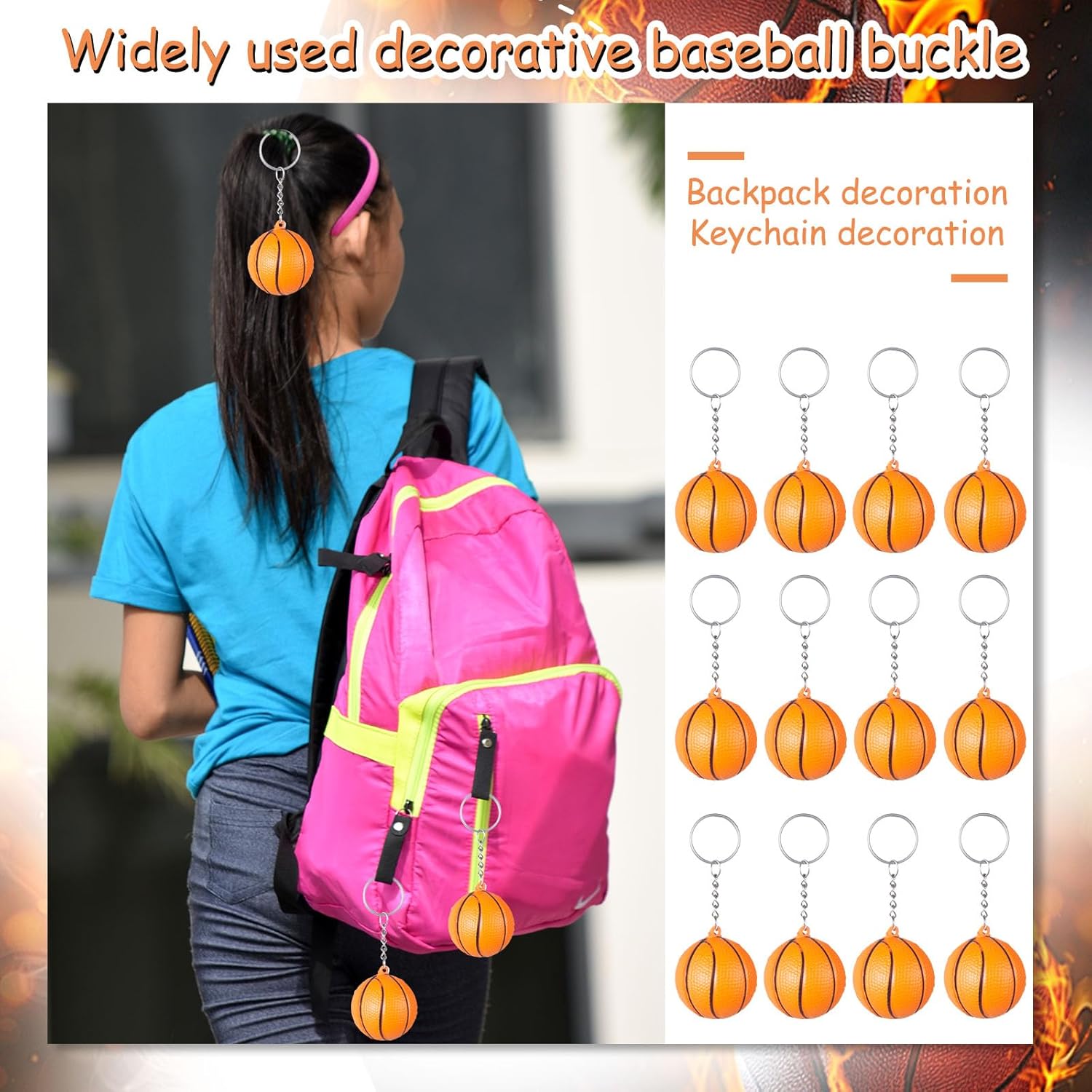 48 Pcs Basketball Party Favors, Basketball Birthday Party Supplies with Cup Straw Stress Ball Keychain Hair Scrunchies Bracelets for Sports Team Accessories Gifts Bags - Image 3