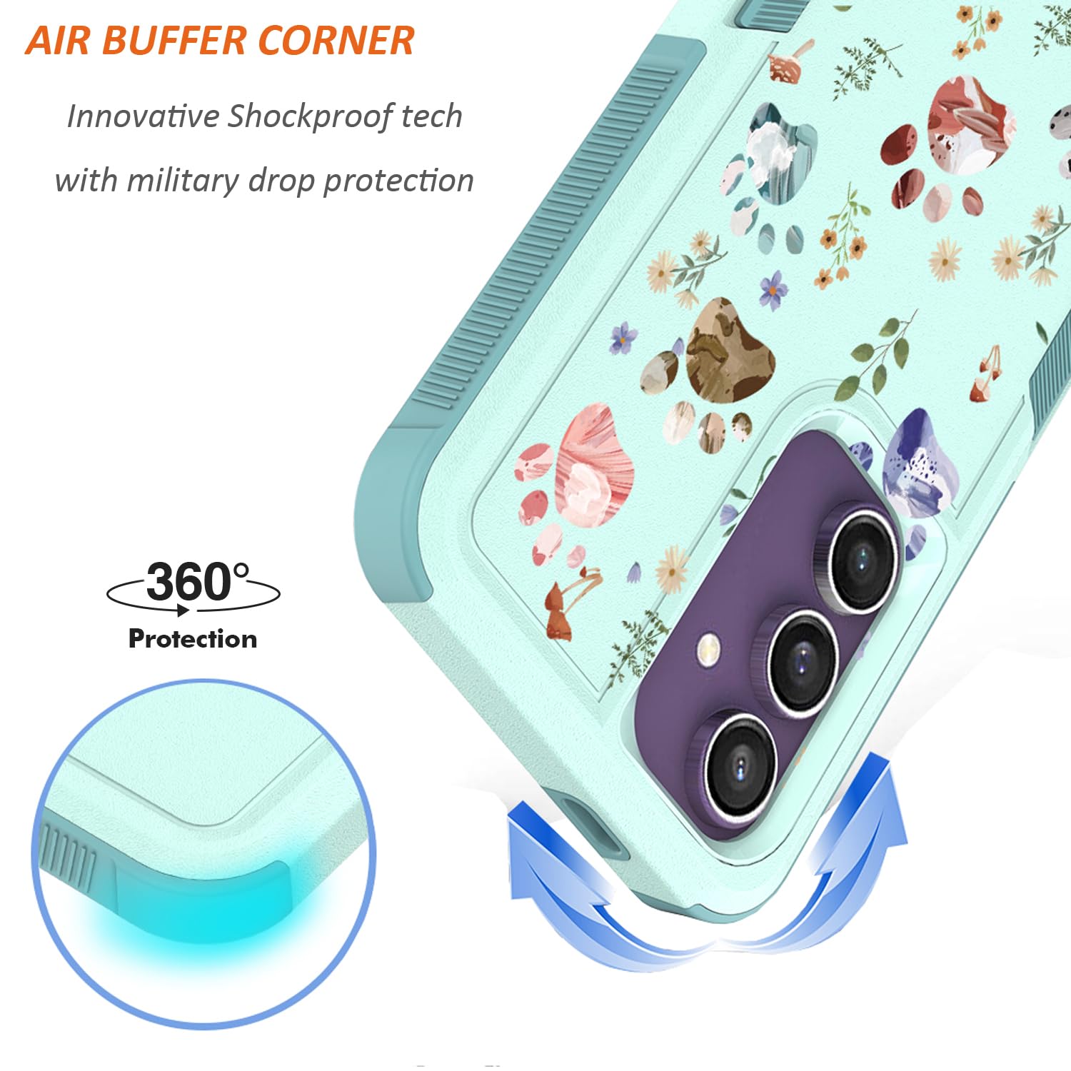 Funda para Samsung Galaxy S24 FE 5G con protector de pantalla + protector de lente de cámara: bonito diseño floral de flores para niñas y mujeres, funda delgada de silicona TPU para teléfono