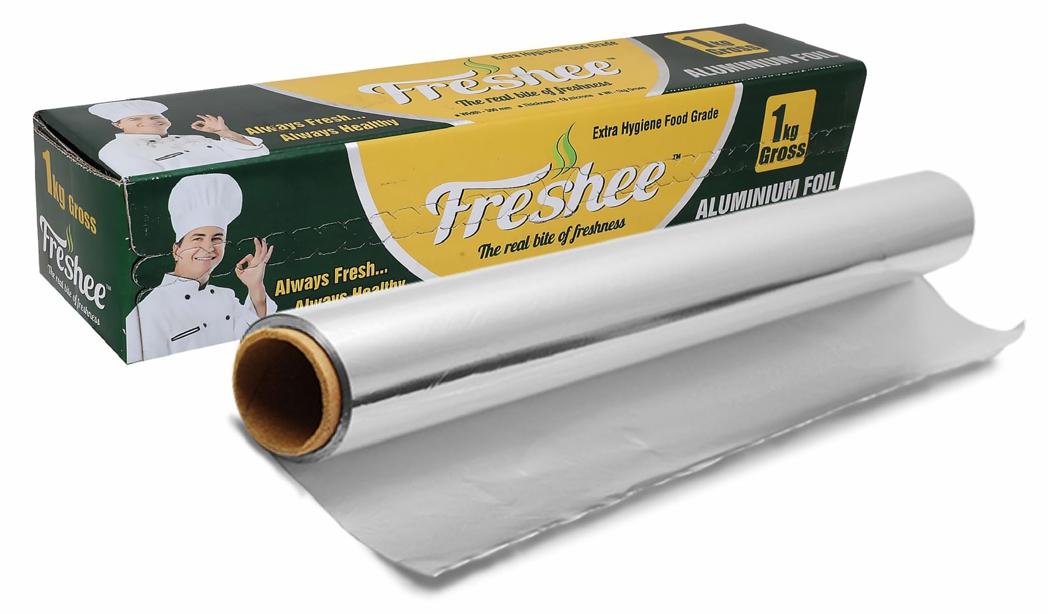 Freshee Aluminium Foil Paper 1kg Gross Foil Roll for Food Wrapping, 18 Micron Thick Disposable Food wrap for Food Parcel, Keeps Food Fresh-image-33
