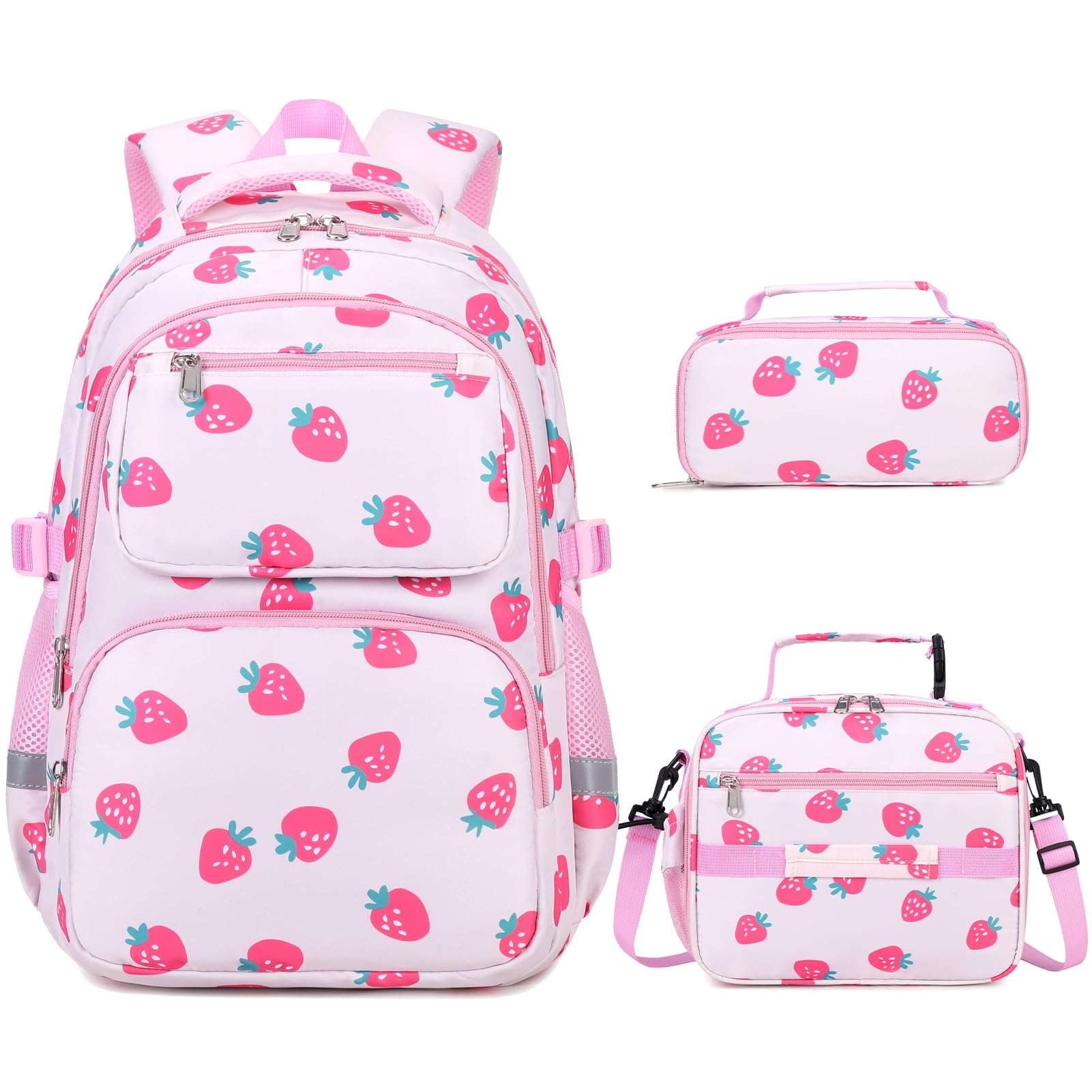 DIGOBAY Kids Backpack for Girls, 3PCS Toddler Girls Backpack Set with Lunch Box & Pencil Case, School Bag Cute Bookbag for Preschool Kindergarten