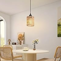 Vista 7 de 3 Pack Rattan Chandelier Pendant Lights Kitchen Island,Farmhouse Boho Chandeliers Adjustable Height Hanging lamp for Dining Room,Kitchen Ceiling