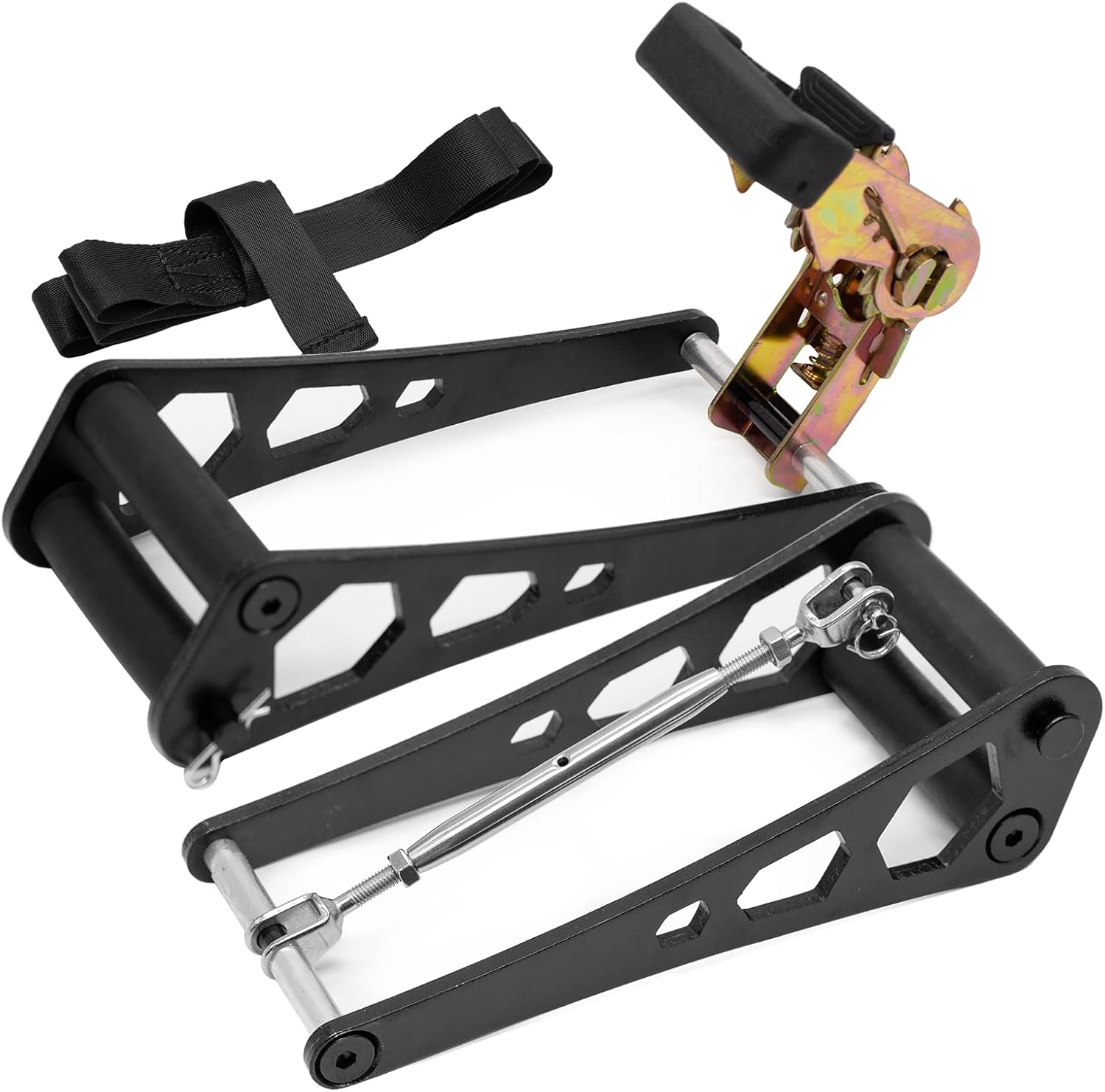 Bow Press, Archery Compound Bow Press, Aluminum Alloy Handheld, Universal Ratchet Type Fine Tuning Tool, 51.2” Strap for Compound Bow & Crossbow