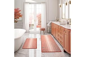 Fall Bathroom Rug Sets - 2-Piece Plush Absorbent Chenille Bath Mat Rug Sets