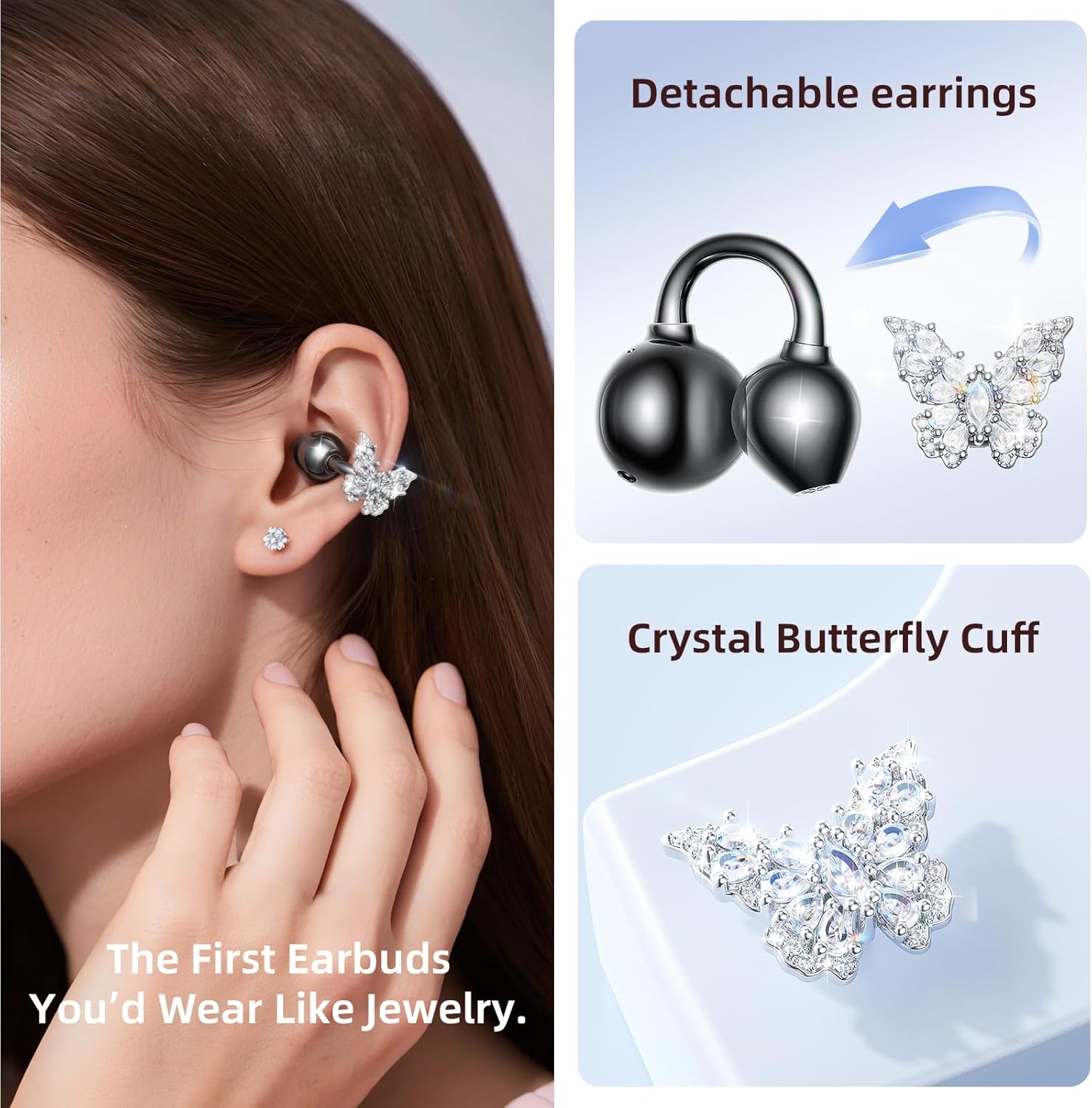 Kinglucky A20 earbuds in charging case with digital battery display