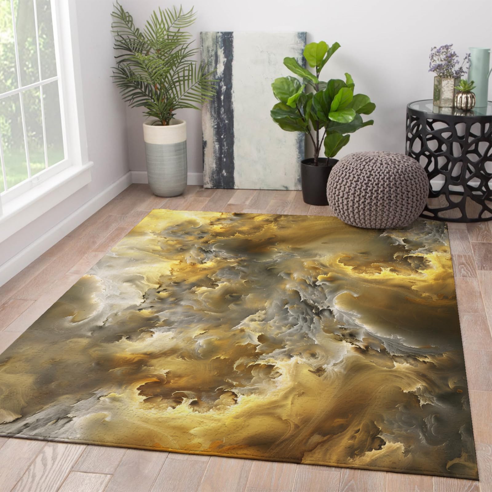 Tapis lavable en machine à texture marbre et poils ras 100x150