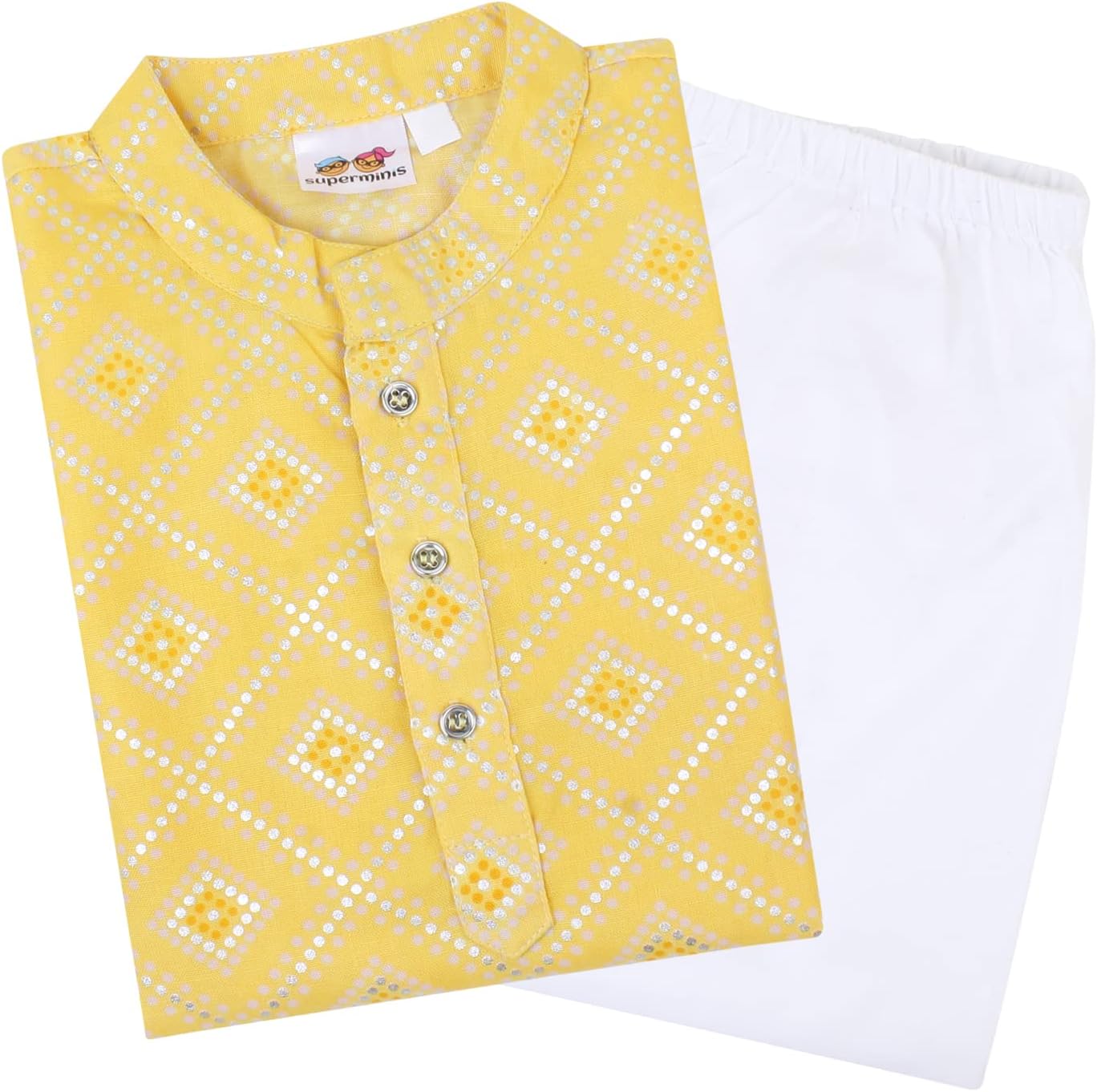 superminis Boys Cotton Golden Embroidered Printed Full Sleeves Kurta with Pyjama Ethnic Wear Set