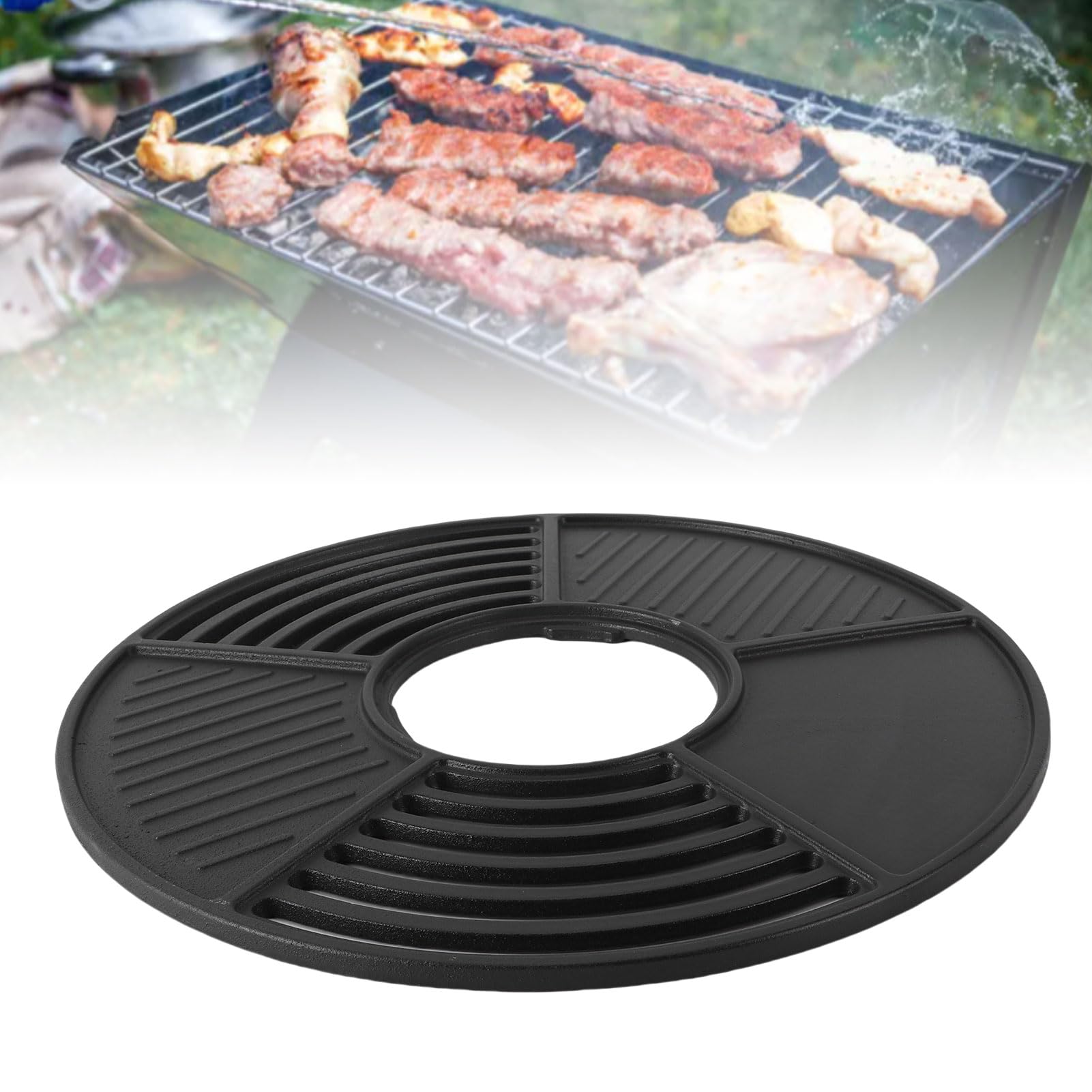 Naroote Płyta Grillowa o średnicy 42 Cm i Grubości 16,54 Cala, Okrągła Płyta Grillowa, żeliwny Ruszt do Gotowania do Użytku Wewnątrz i na Zewnątrz