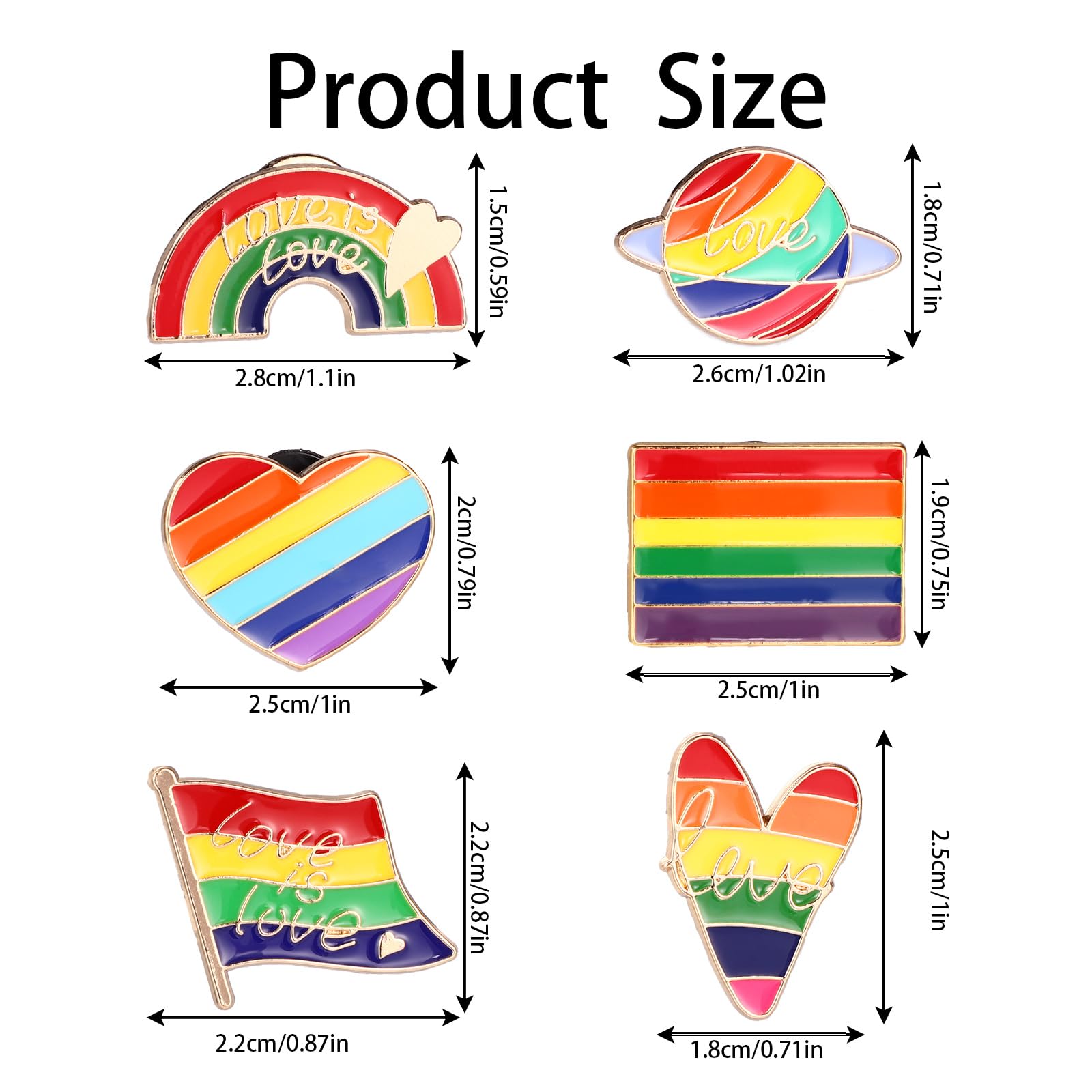 Mikovivi 6szt Przypinki LGBT Pride, Tęczowa Flaga Przypinka Progress Pride Lapel Broszka Progressive Miłość to Miłość Przypinki Lesbijki Transseksualne Biseksualne Geje Dekoracje na Ubrania Torby