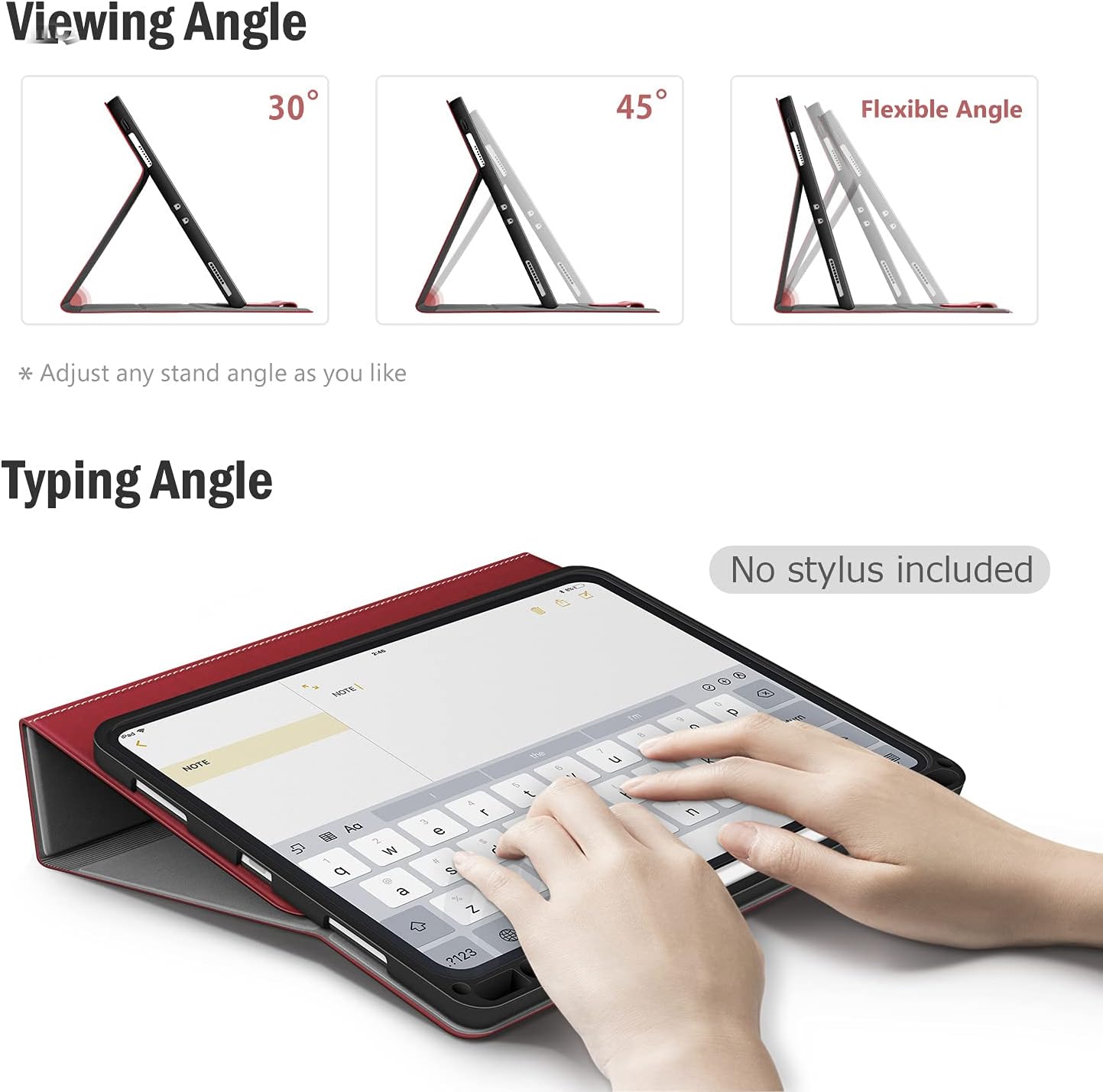 Antbox Case for iPad Pro 11 inch 4th Generation (2022)/3rd/2nd/1st Gen Vegan Leather with Pencil Holder Auto Sleep/Wake Function iPad Pro 11 Cover (Red)