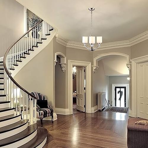 Miniatura 7 de CO-Z Candelabro de níquel cepillado de 3 luces, lámpara de techo colgante contemporánea con bola de cristal K9 decorativa y pantalla de cristal de