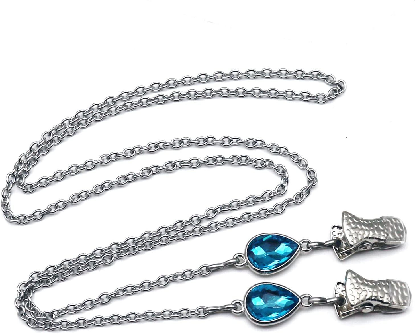 Stainless Steel Napkin Clips Teardrop Crystal Napkin Chain Holder Towel