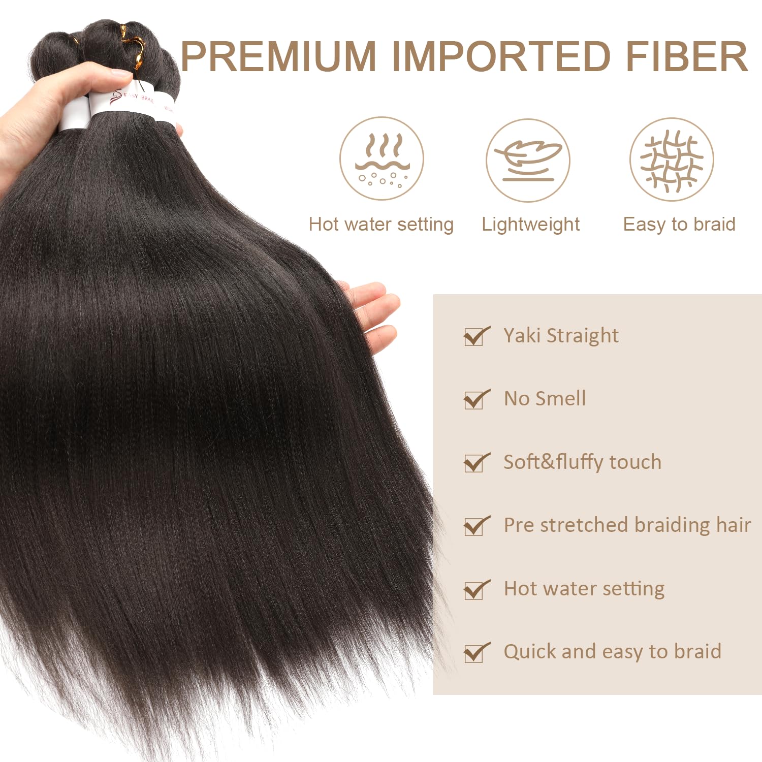 ShowJarlly Pre Stretched Braiding Hair 30 Inch Knotless Braiding Hair Extensions 1pack Easy Braids Hot Water Setting DIY Box Braids Yaki Textured Crochet Braiding (30inch,4#) - Image 4