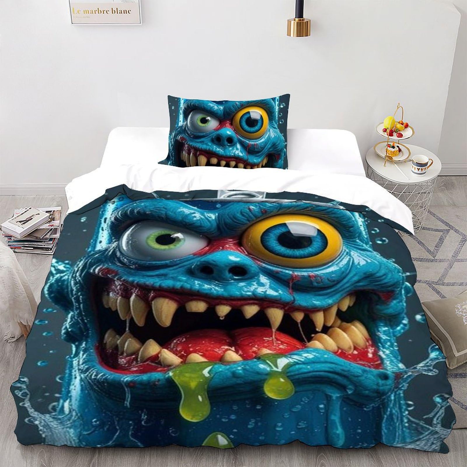 Housse de couette single Blue Monster animaux 3D pour sublimer la chambre de votre garcon
