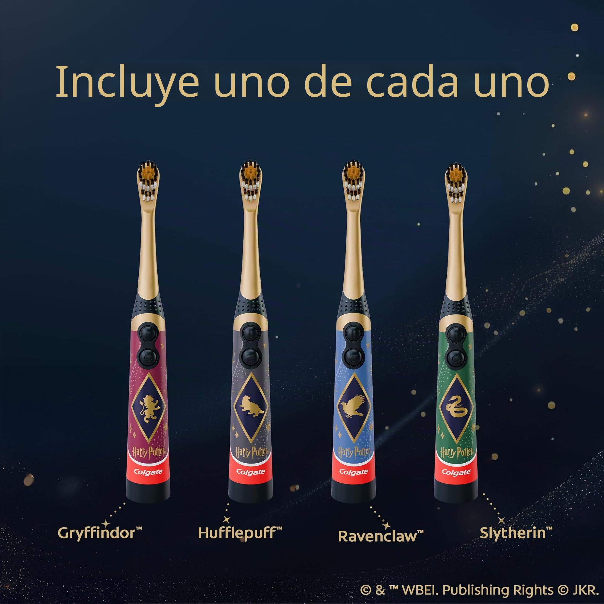 Colgate Harry Potter cepillo de dientes de batería para niños, multipack, cepillo de dientes vibrador extra suave para niños, pilas AA incluidas, paquete de 4, para brujas y magos de 3 años en